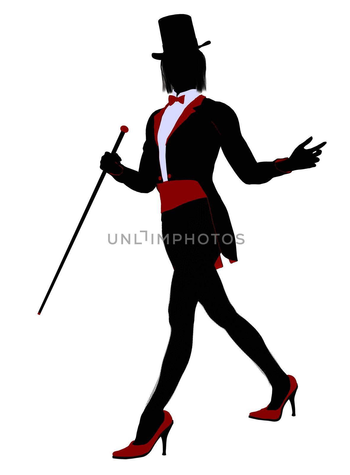 Female magician silhouette illustration on a white background