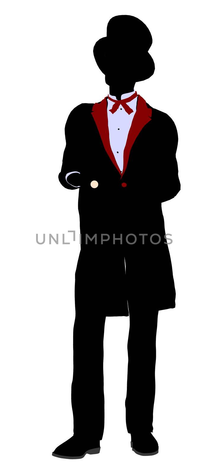 Male Magician silhouette illustration on a white background