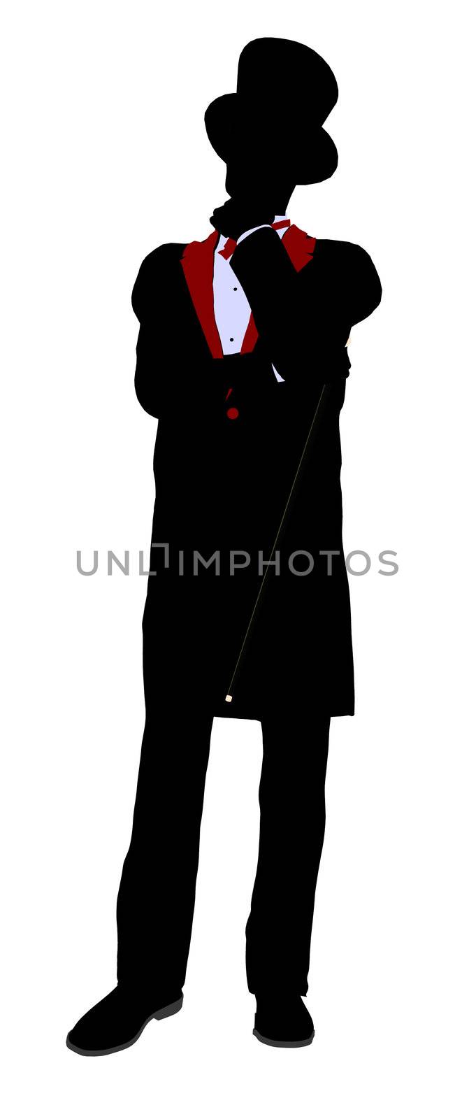 Male Magician silhouette illustration on a white background