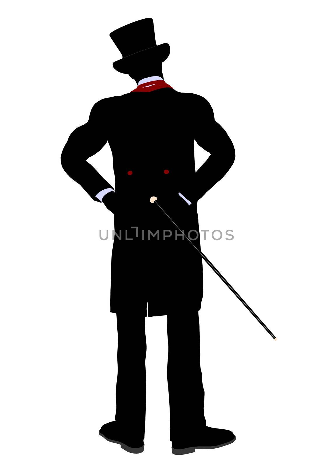 Male Magician silhouette illustration on a white background