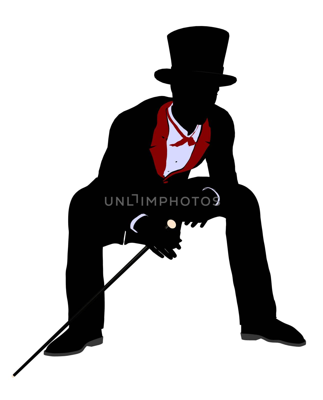 Male Magician silhouette illustration on a white background