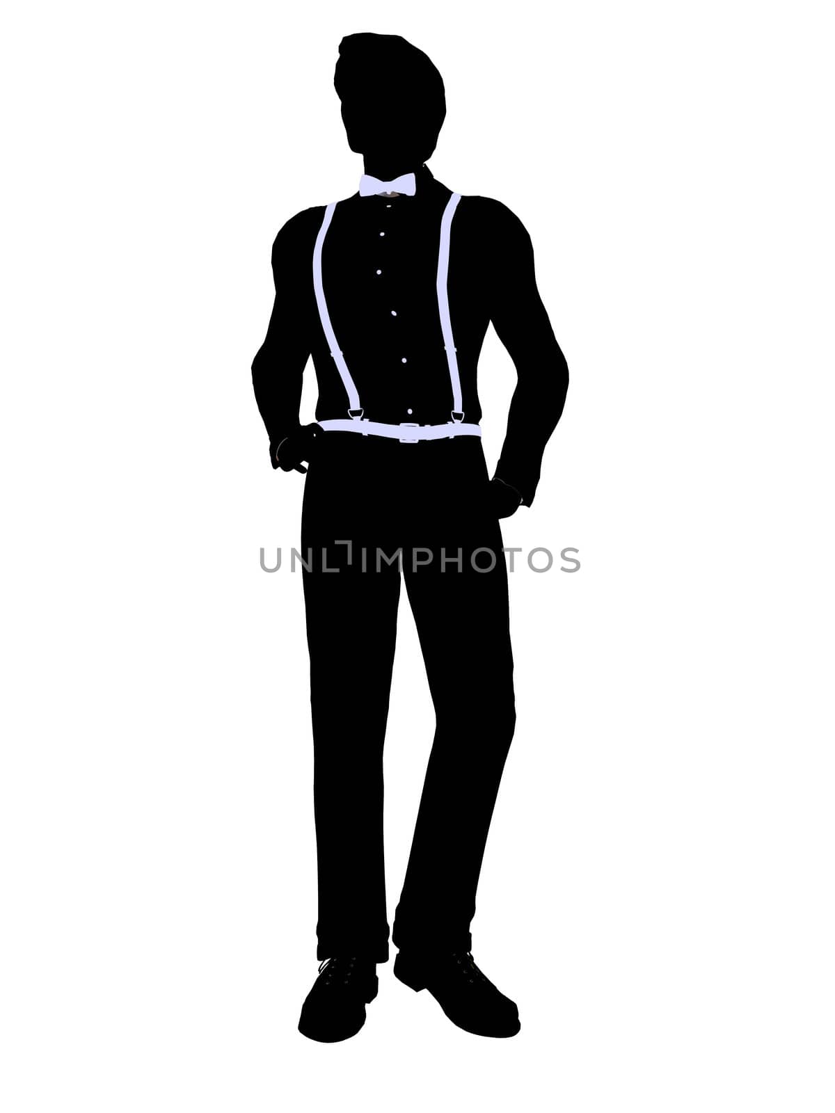 Male business silhouette illustration on a white background