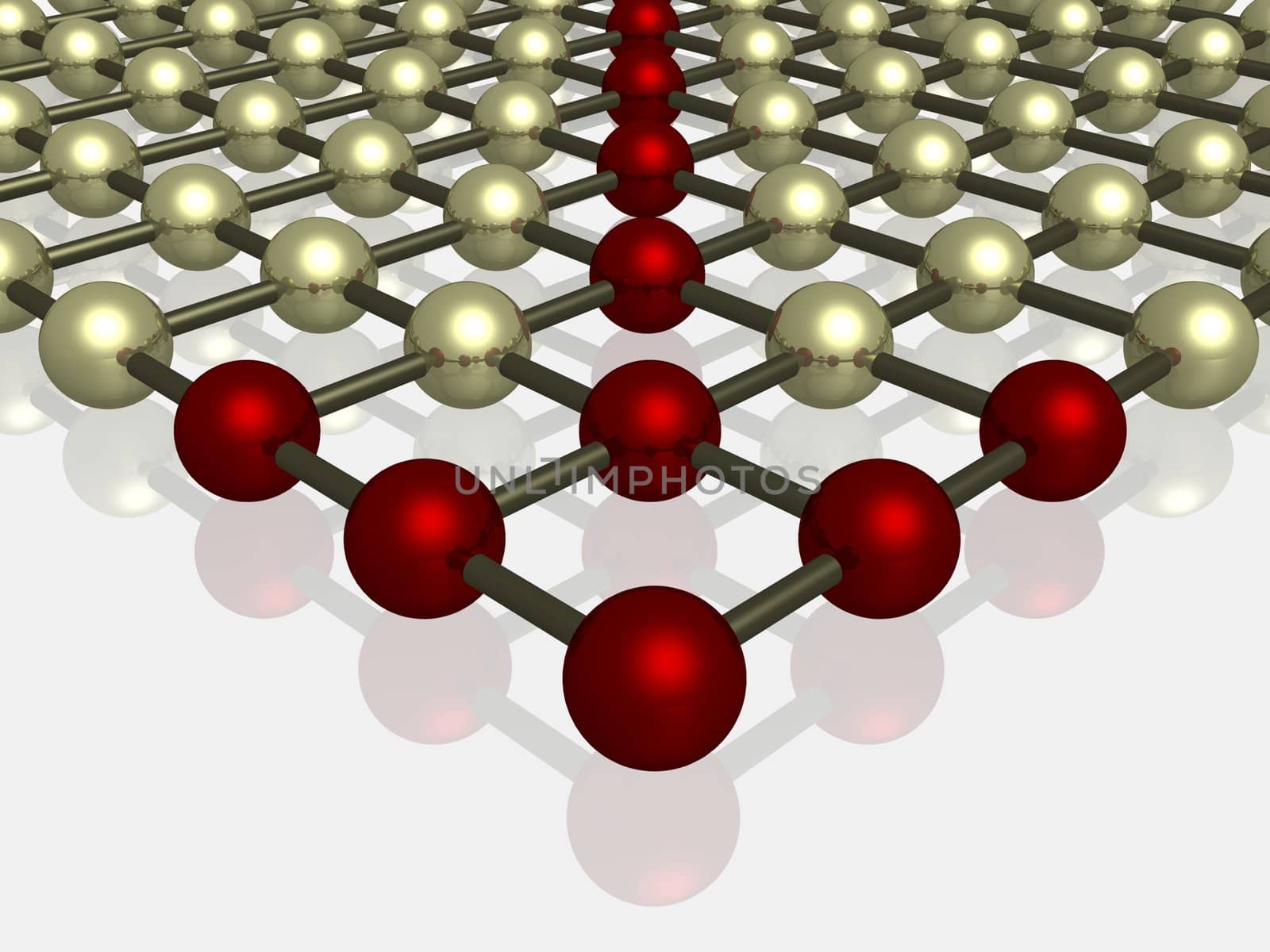 Crystal lattice. The Directional marker from red spheres.