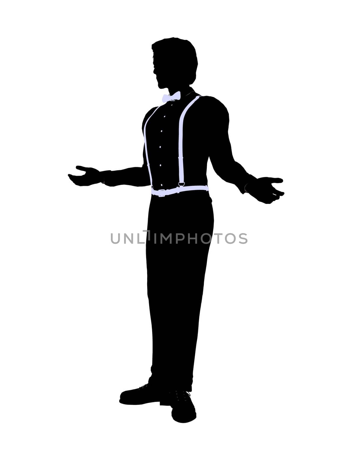 Male business silhouette illustration on a white background