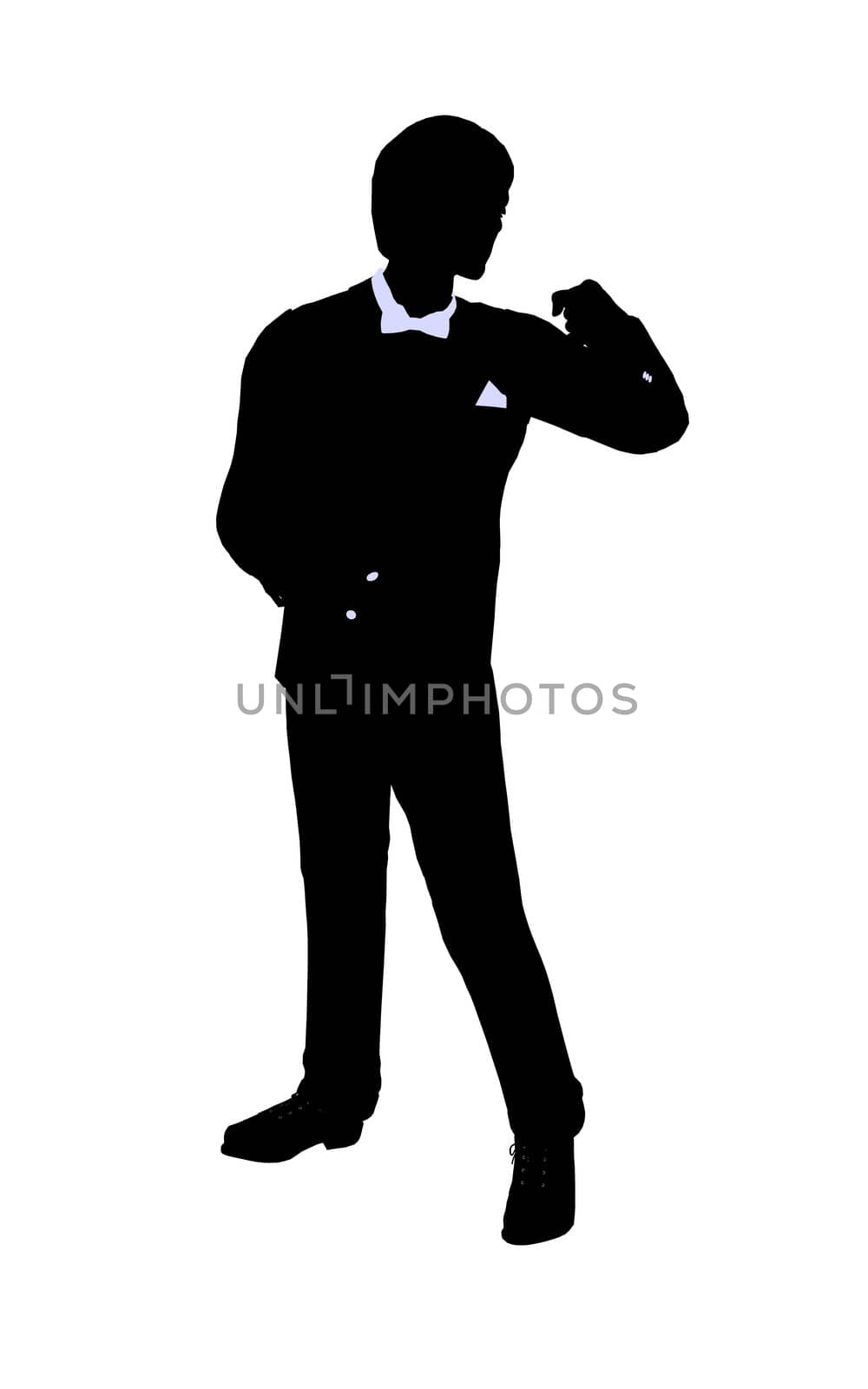 Male business silhouette illustration on a white background