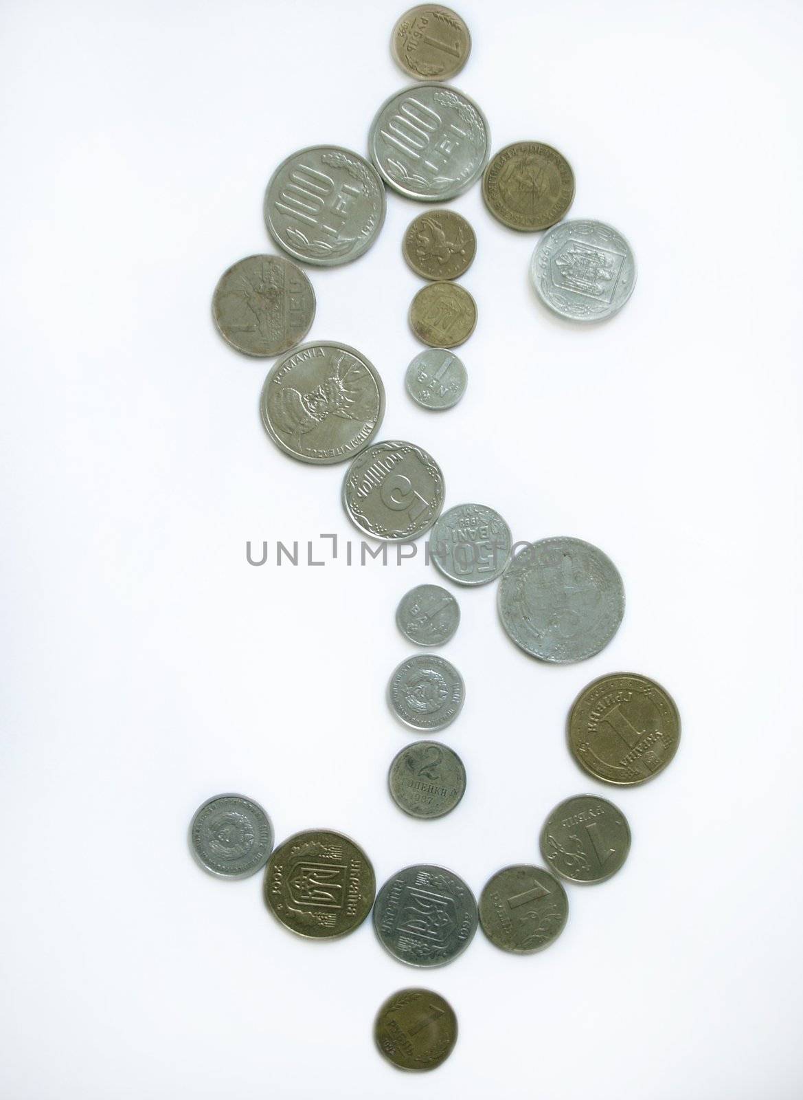 Dollar sign made from coins