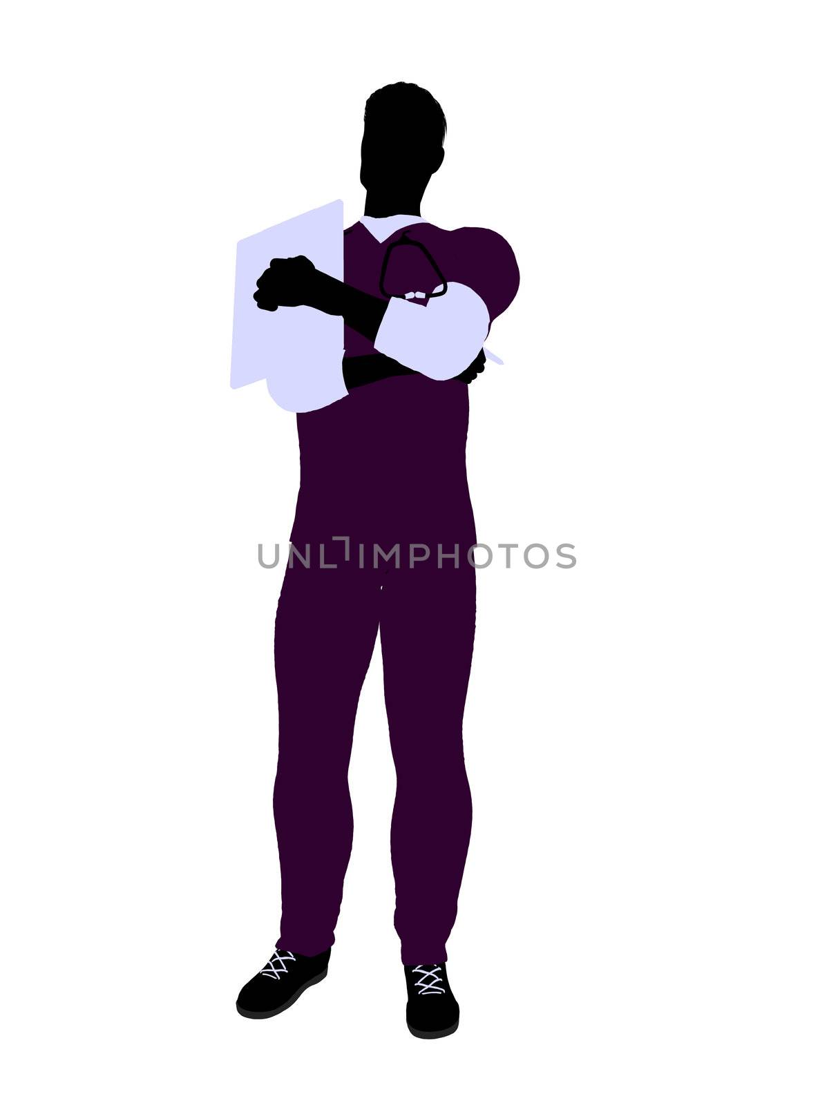 Male doctor silhouette illustration on a white background