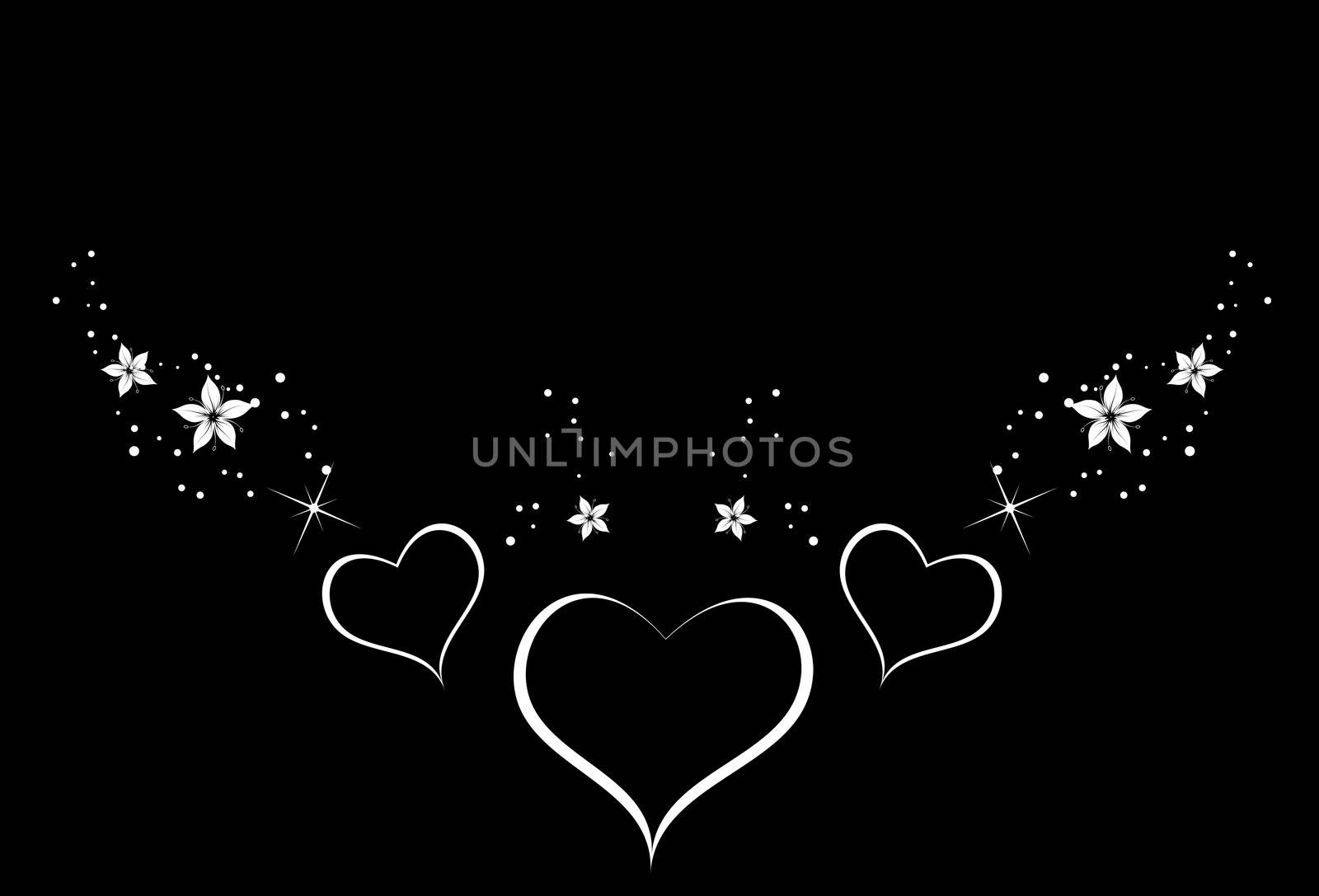 Nice background with white hearts on black background