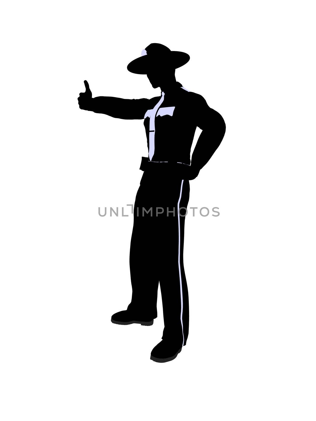 Male police officer silhouette illustration on a white background