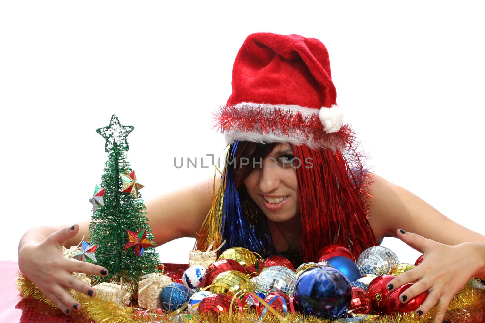 Christmas girl, isolated on white