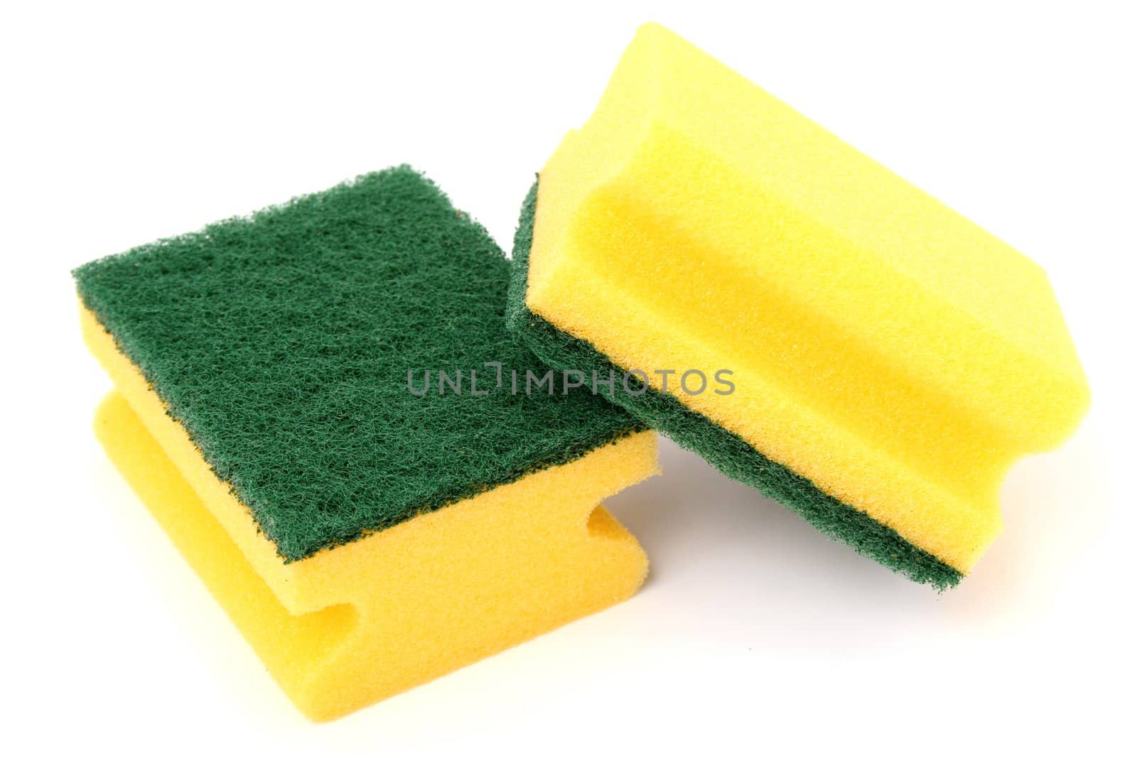 Sponge for washing utensils, on a white background 