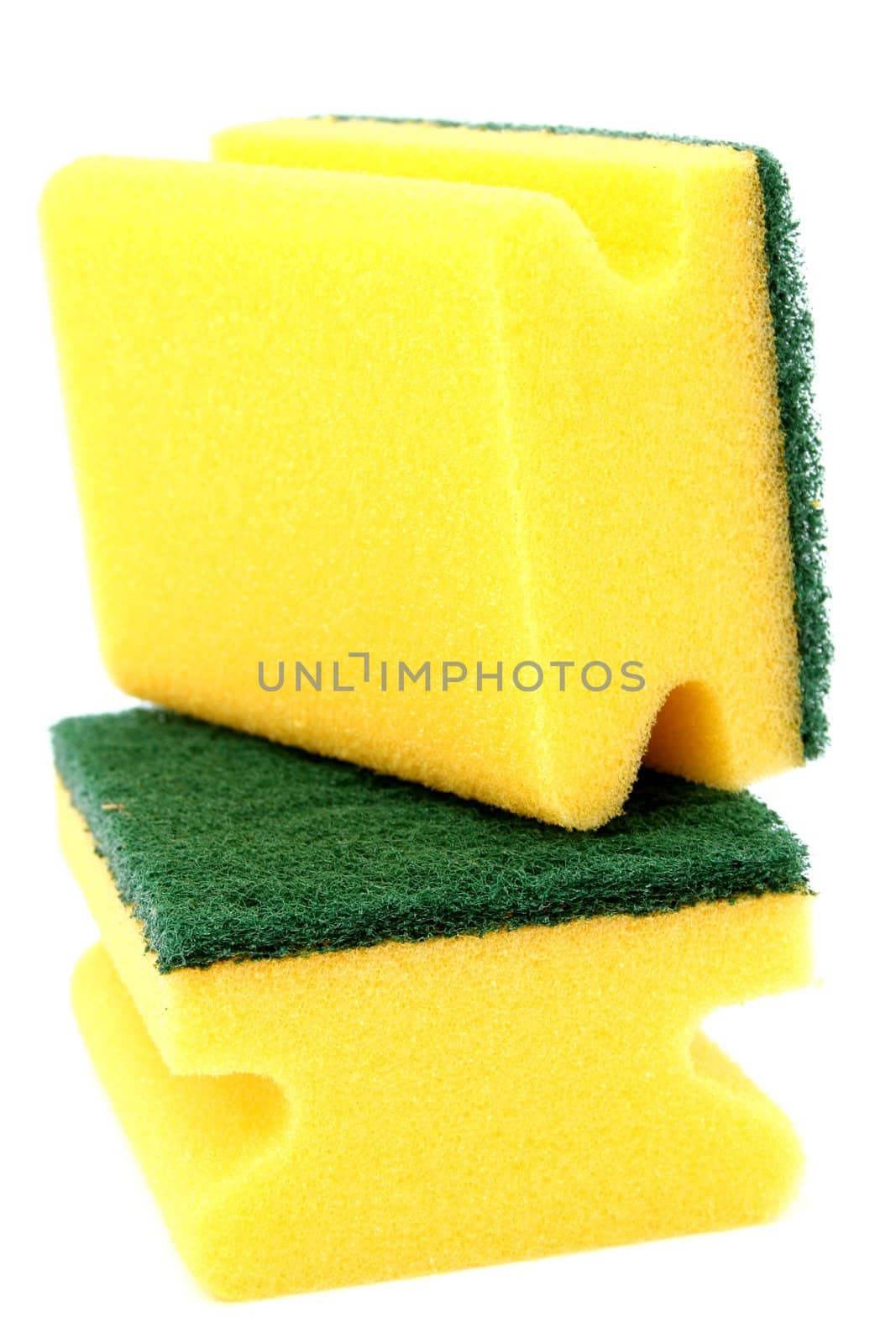 Sponge for washing utensils, on a white background 