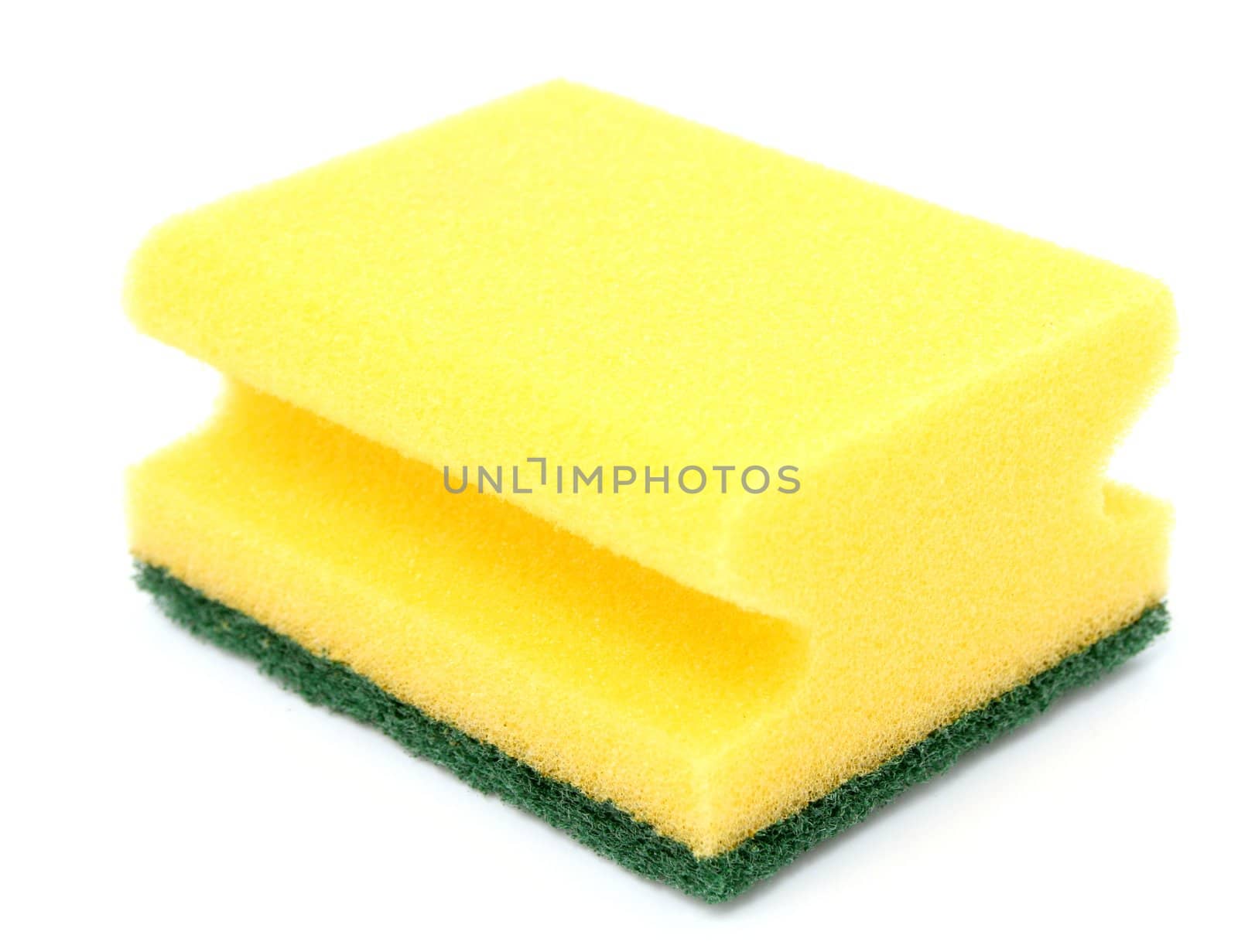 Sponge for washing utensils, on a white background 