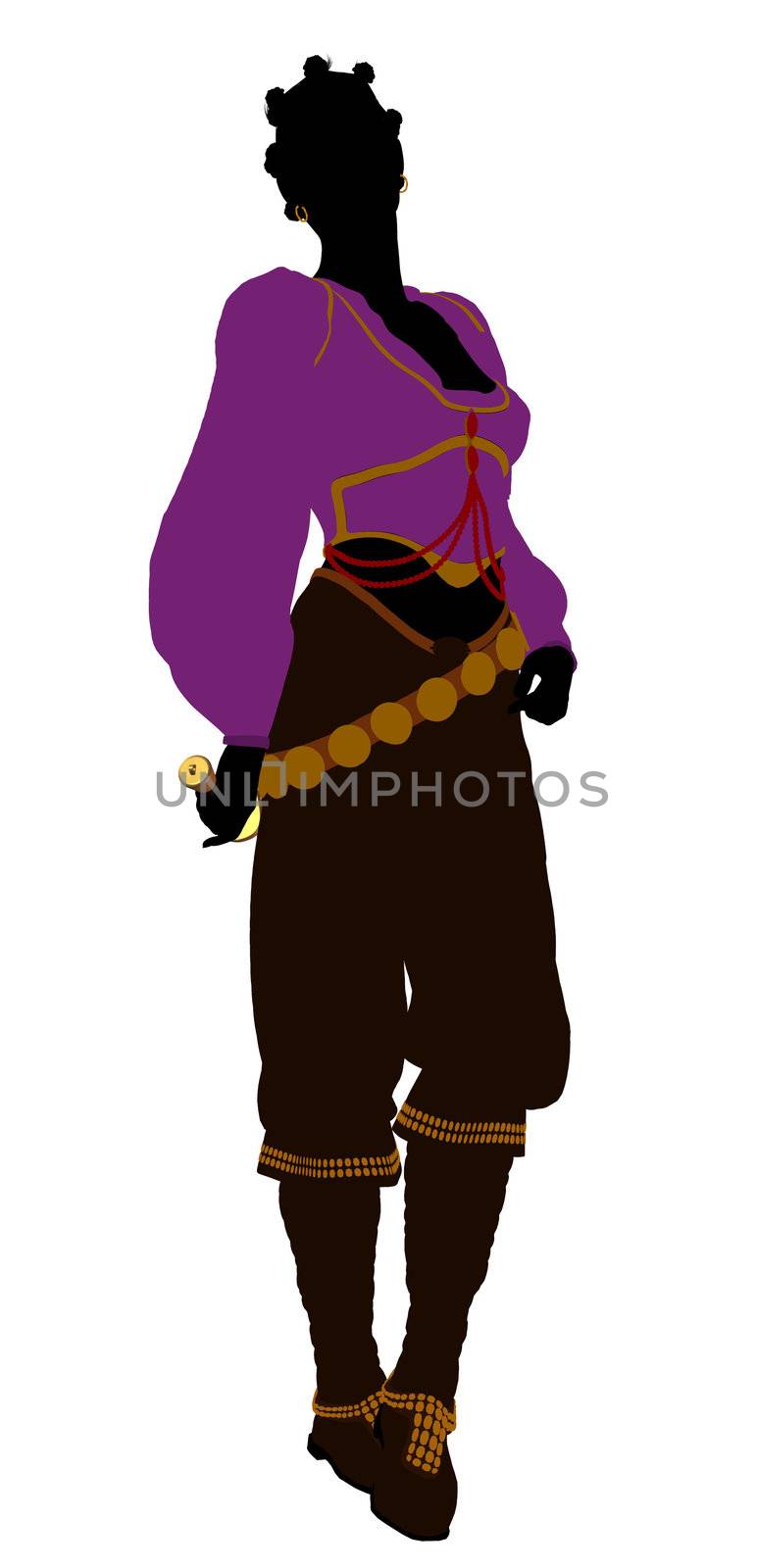 African american female pirate silhouette on a white background