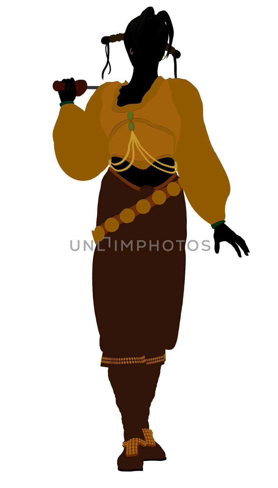 A Female pirate silhouette on a white background