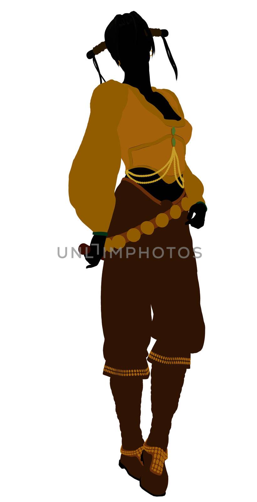 A Female pirate silhouette on a white background