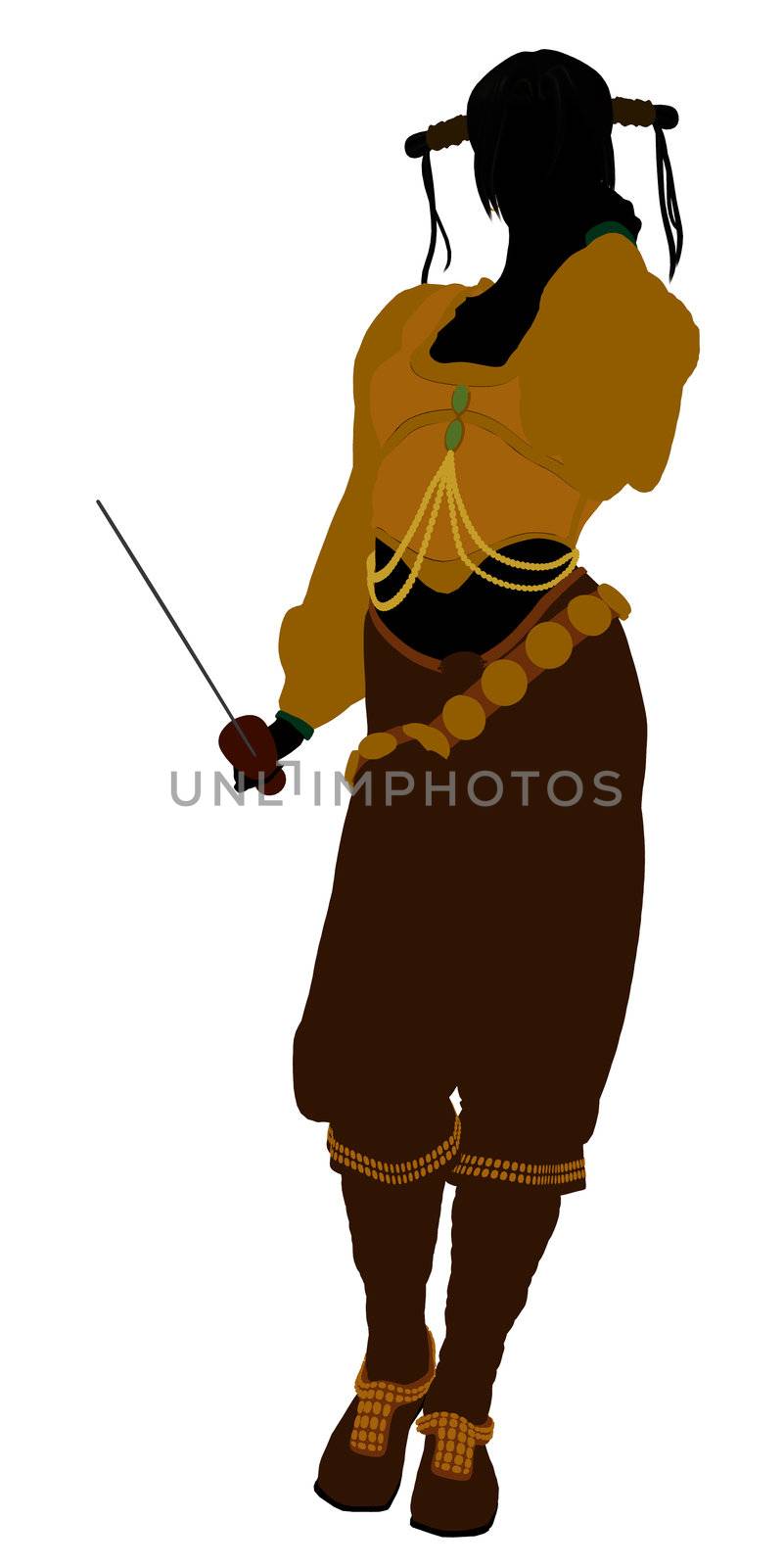 A Female pirate silhouette on a white background