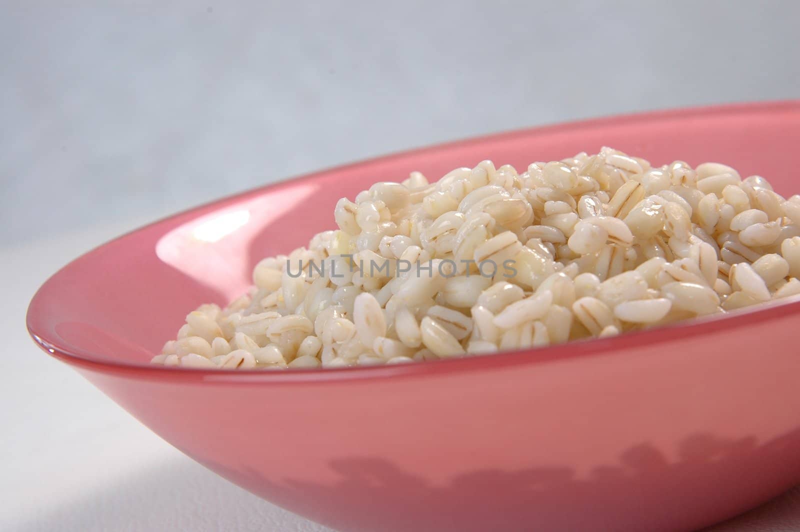 groats porridge in  plate on white