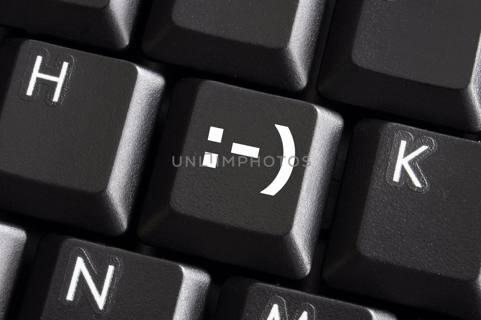 happy and positive emotions or feelings shown on computer keyboard