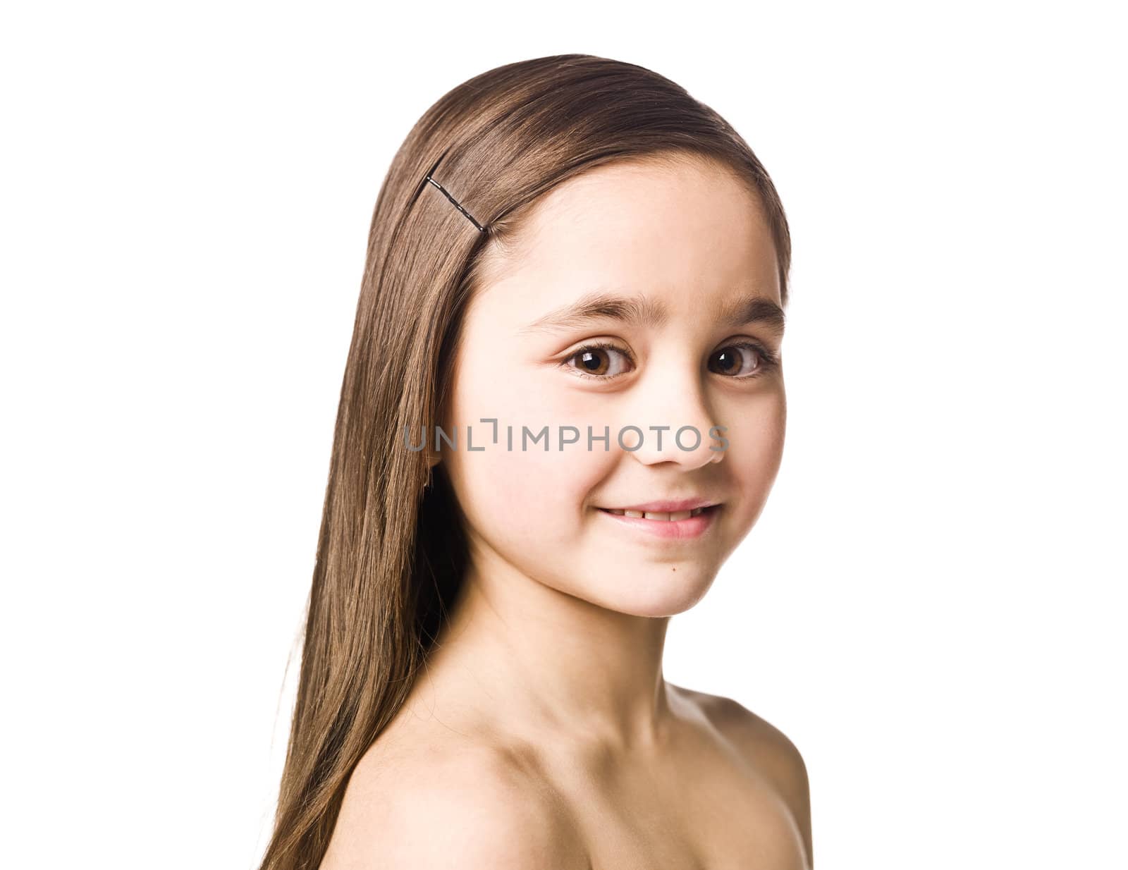 Portrait of a young girl isolated on white background