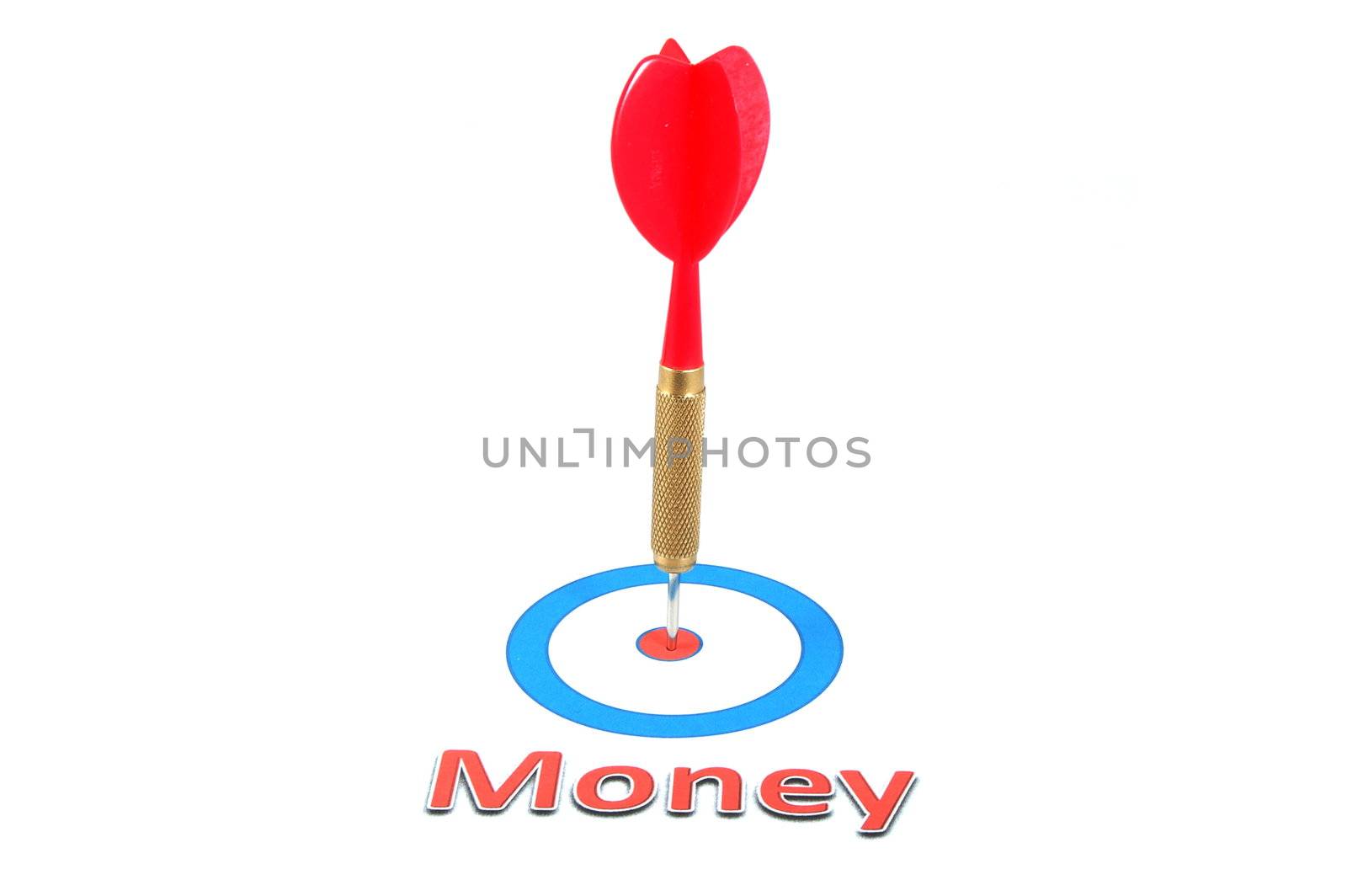 money concept with successful dart arrow in the target