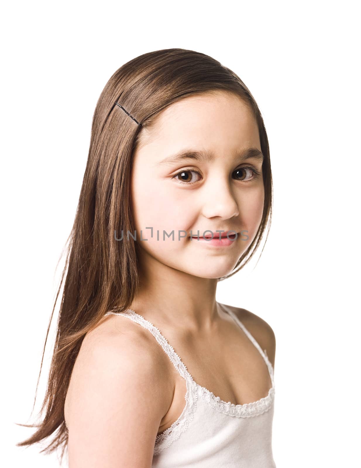 Portrait of a young girl isolated on white background