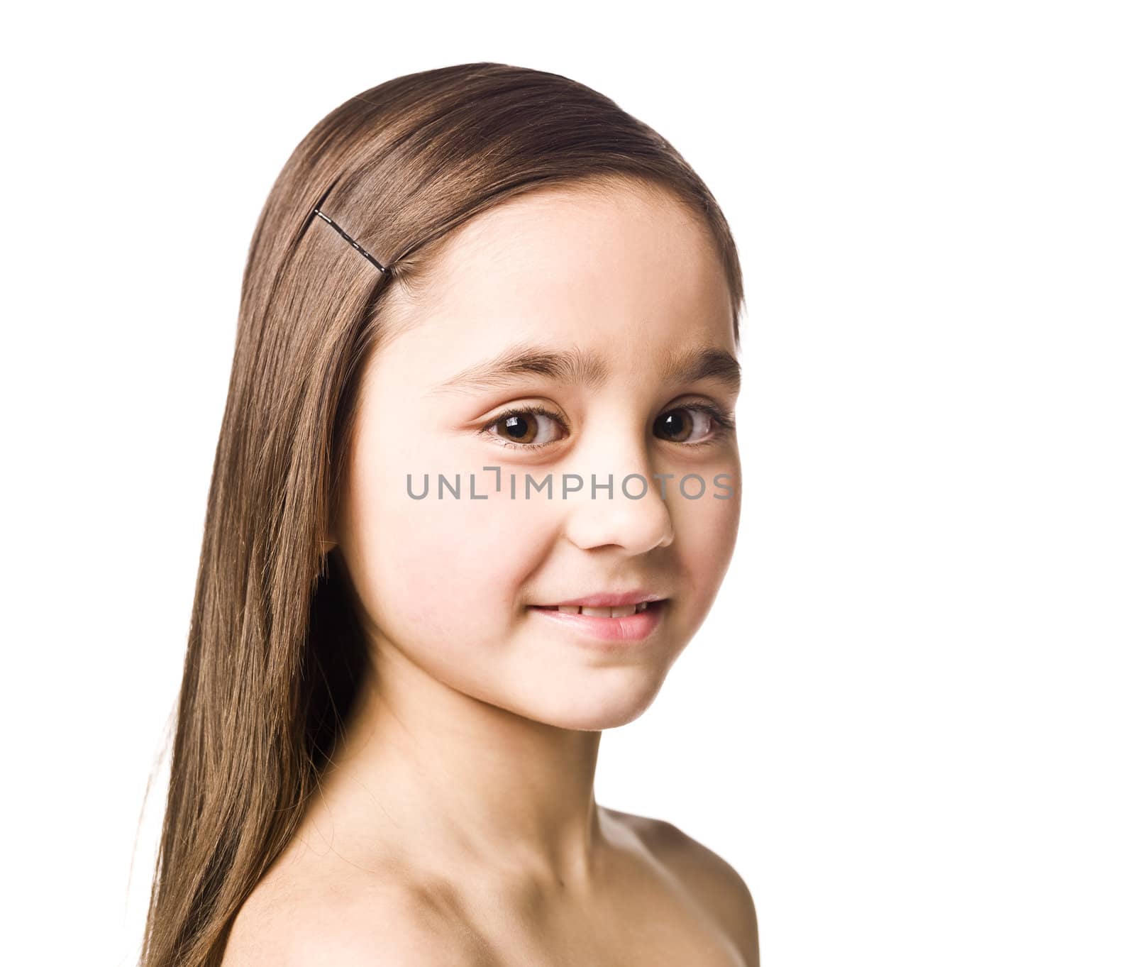 Portrait of a young girl isolated on white background