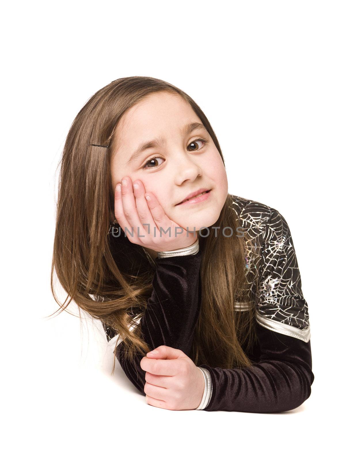 Portrait of a young girl isolated on white background