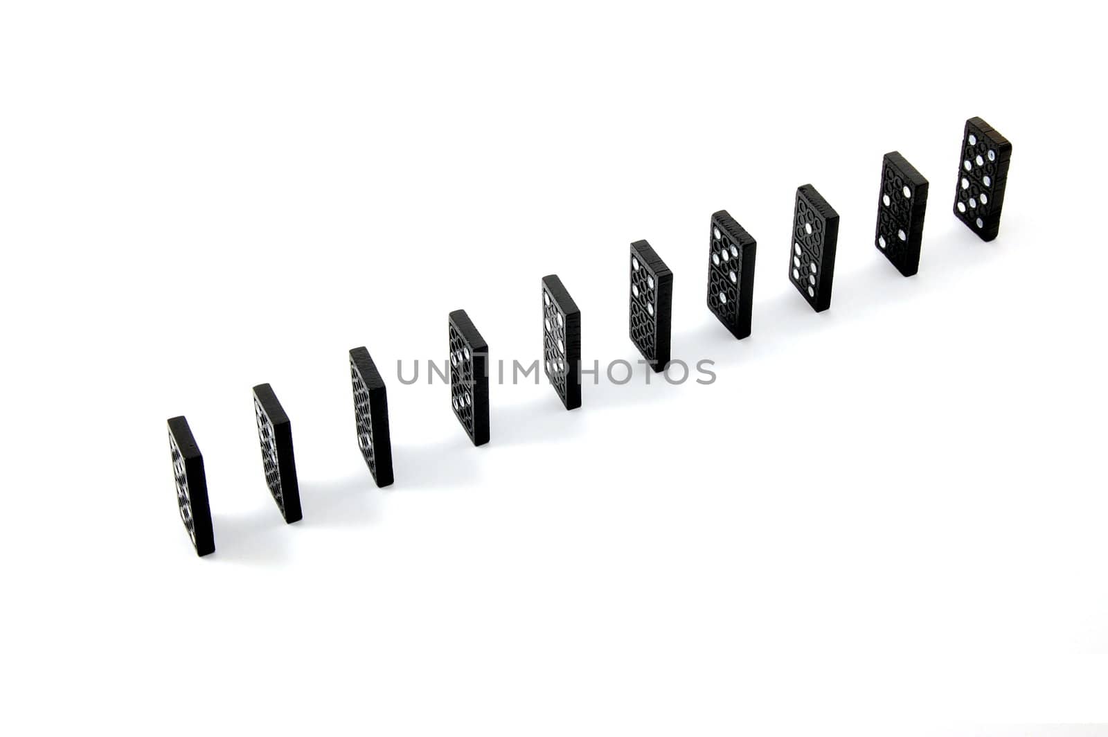 chain of dominoes isolated on a white background