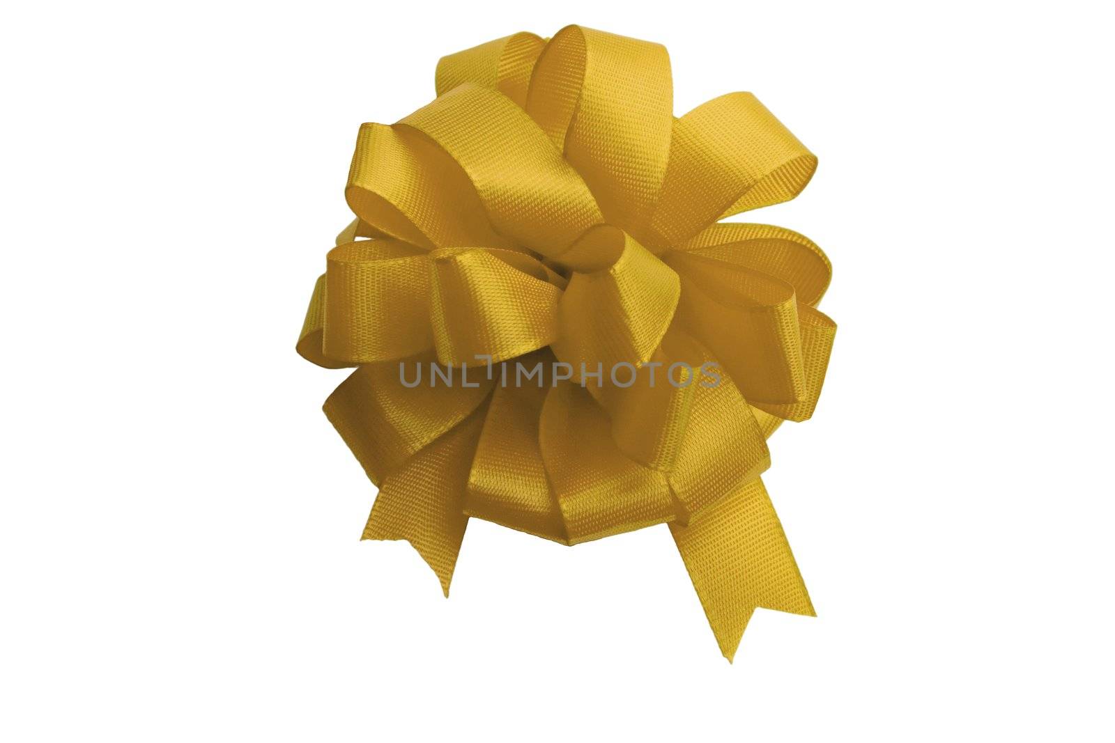 Gold bow to be used in placing on top of items - gifts, products, etc.
