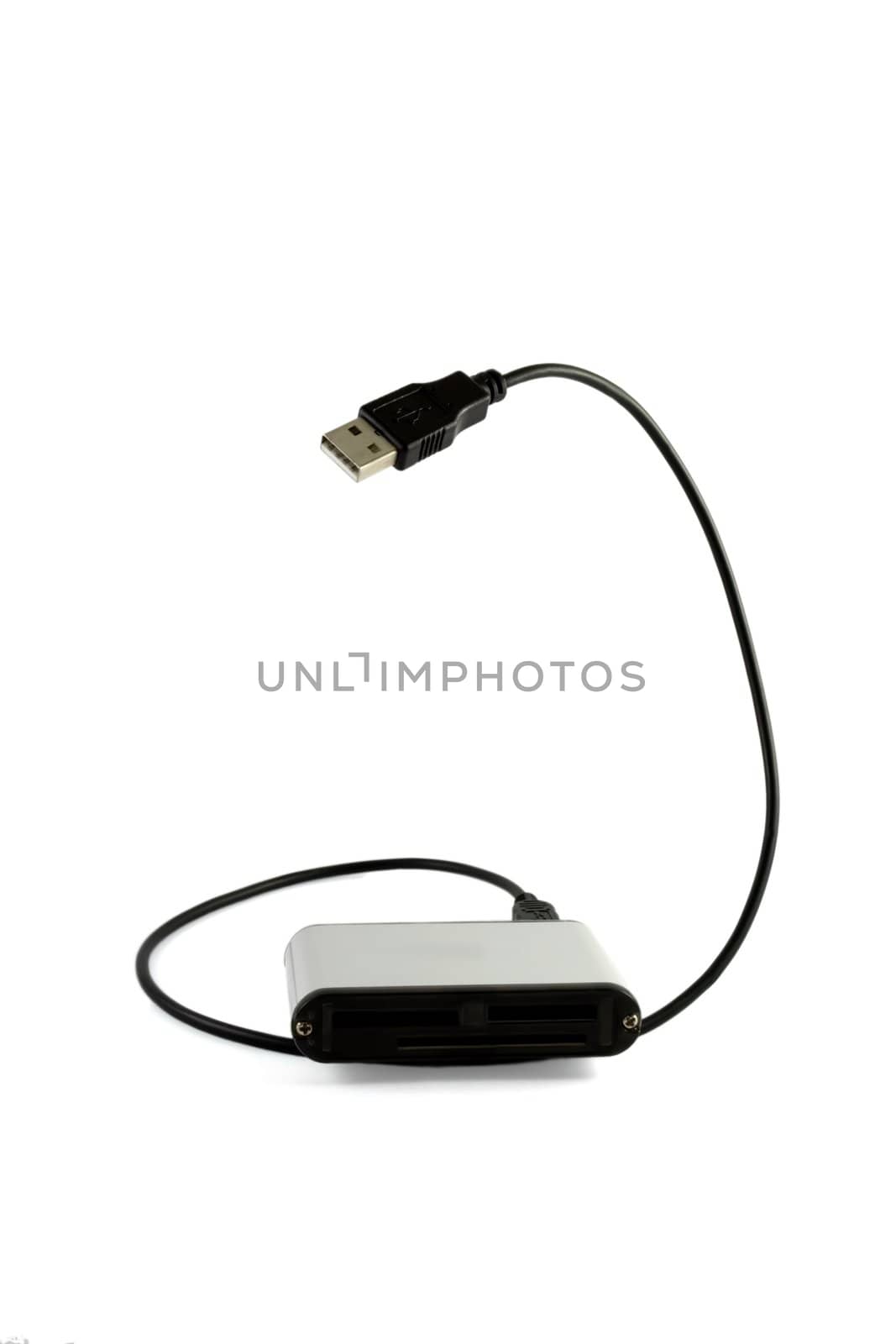 Universal USB card reader ,isolated on white background.