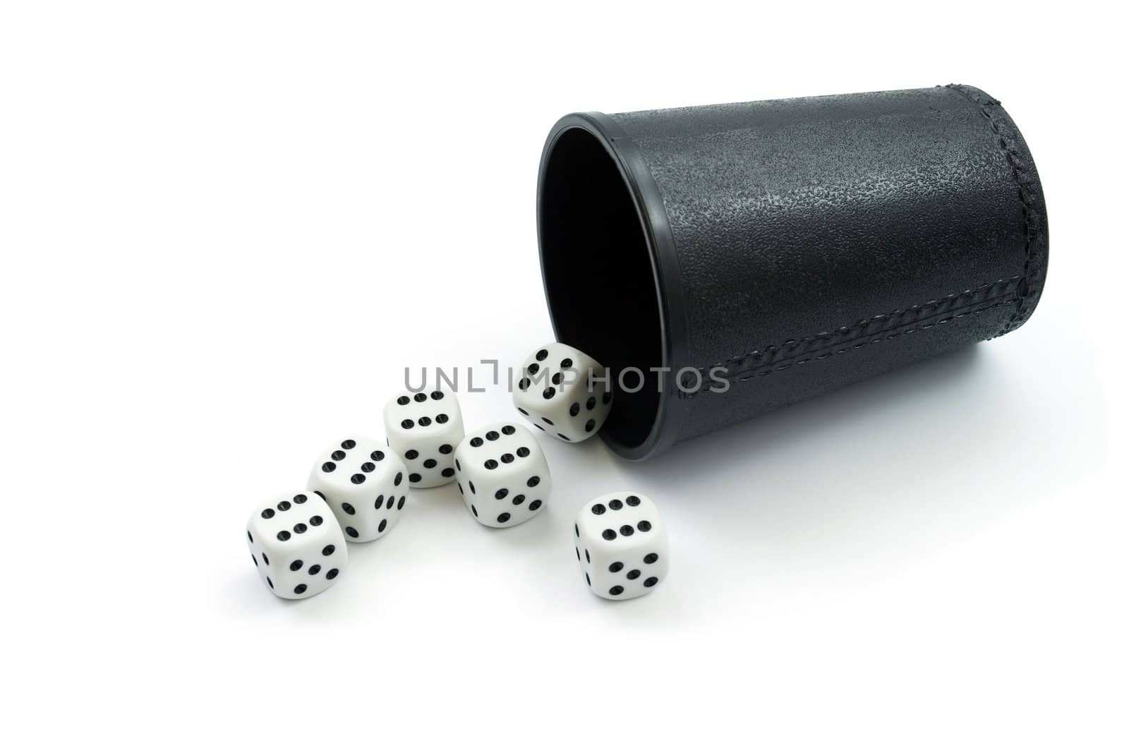 Dice six and cap ,isolated on white background