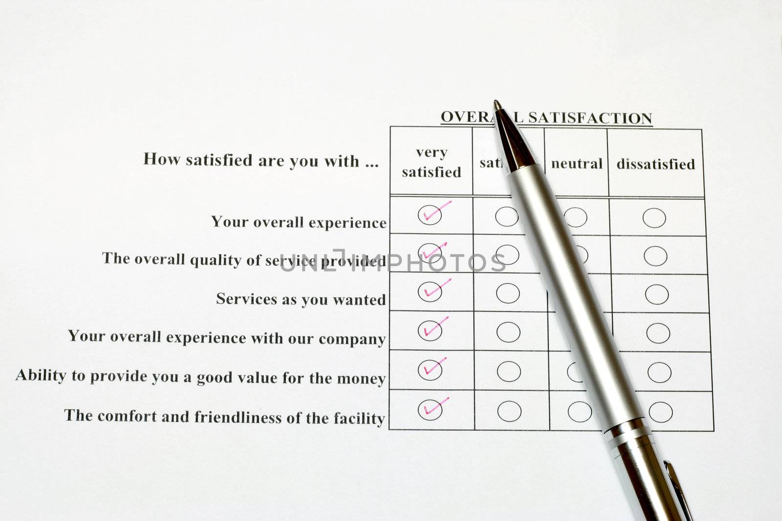 How satisfied are you survey form tick with red arrow very satisfied