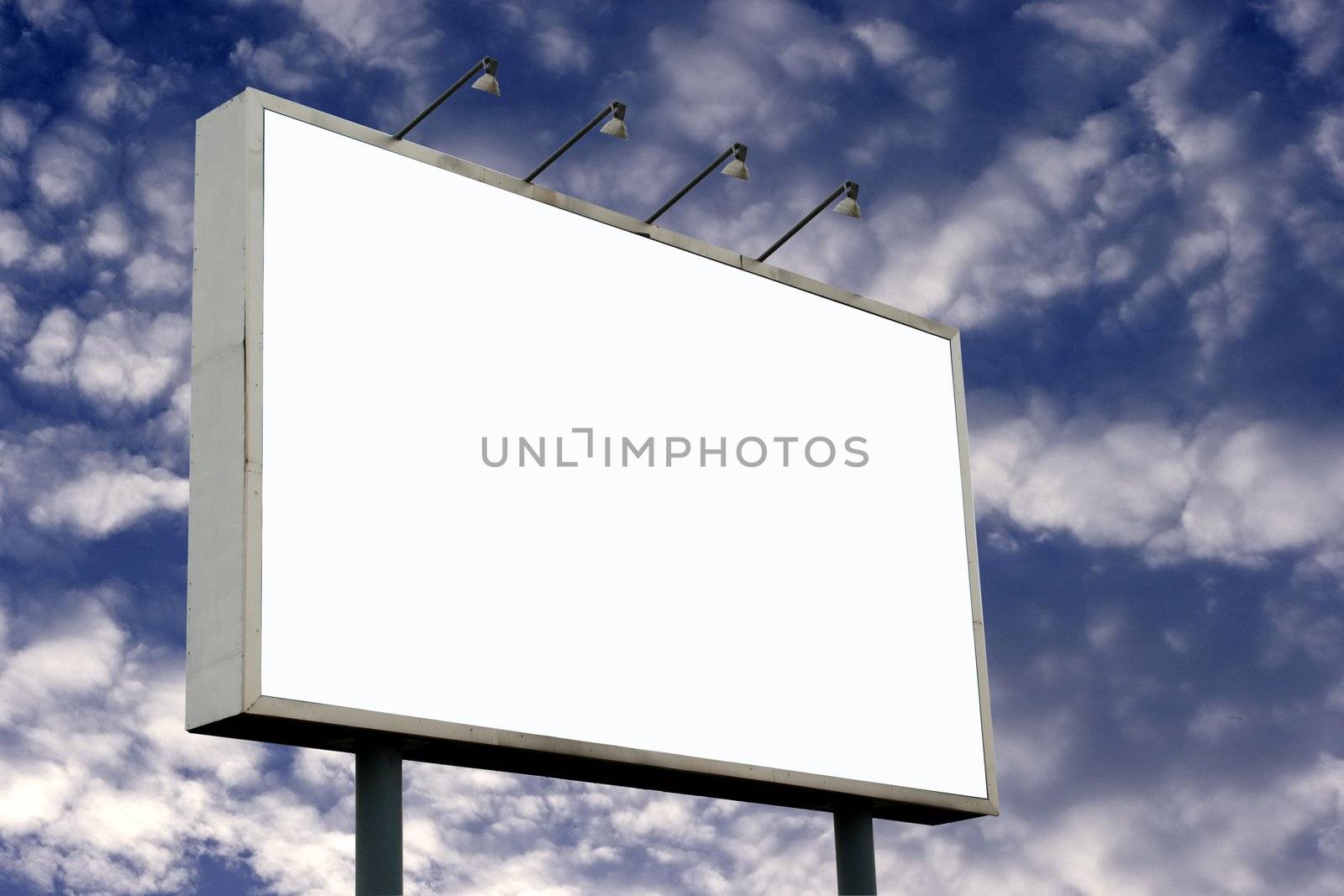 Blank Billboard and Pluffy Clouds - ready for commercial advertisement