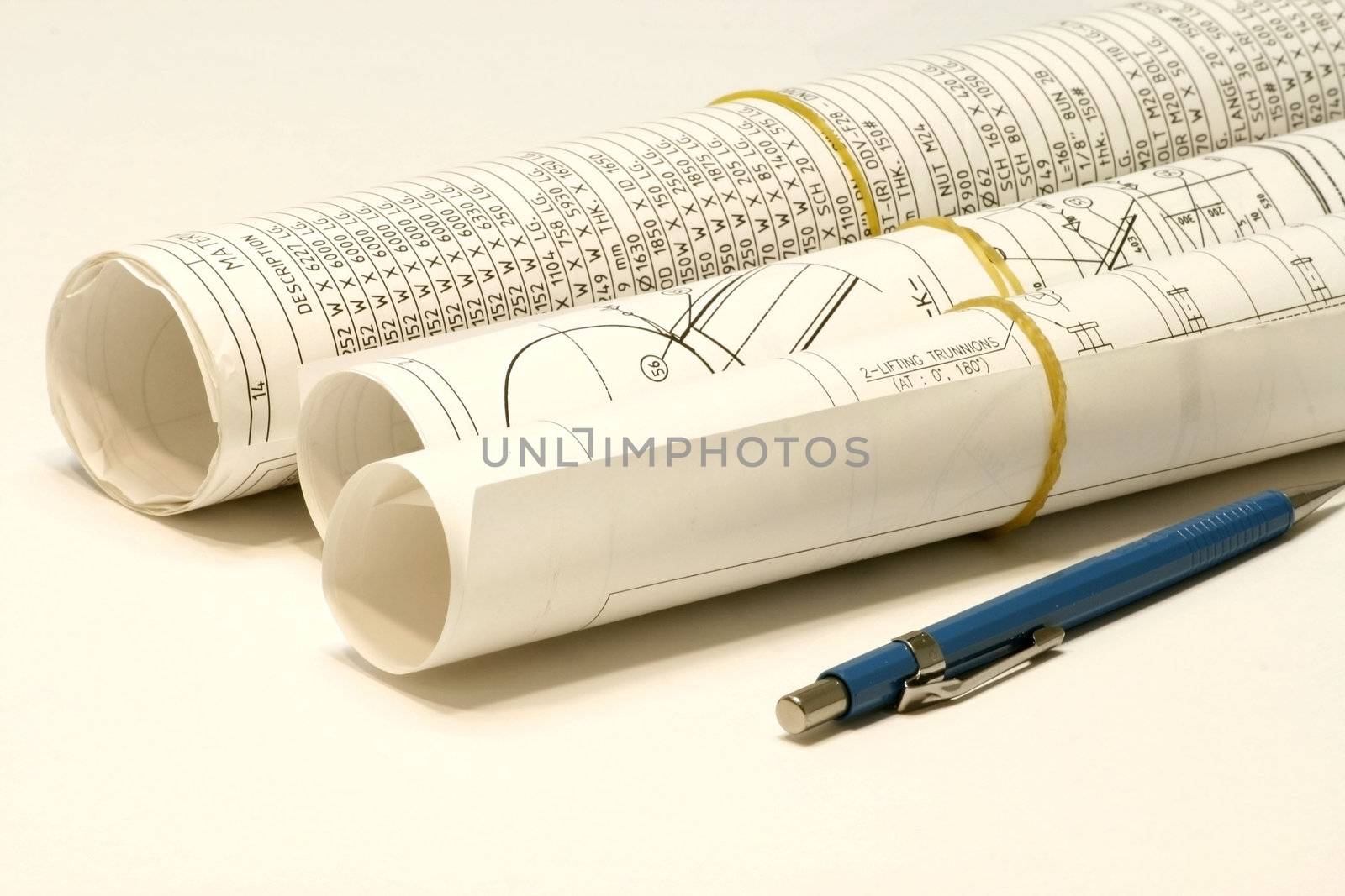 Roll of Plans and Design with mechanical pencil