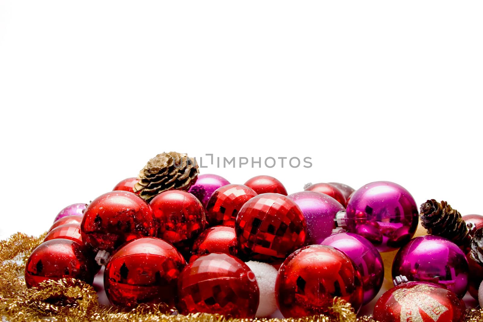 Christmas balls on white background