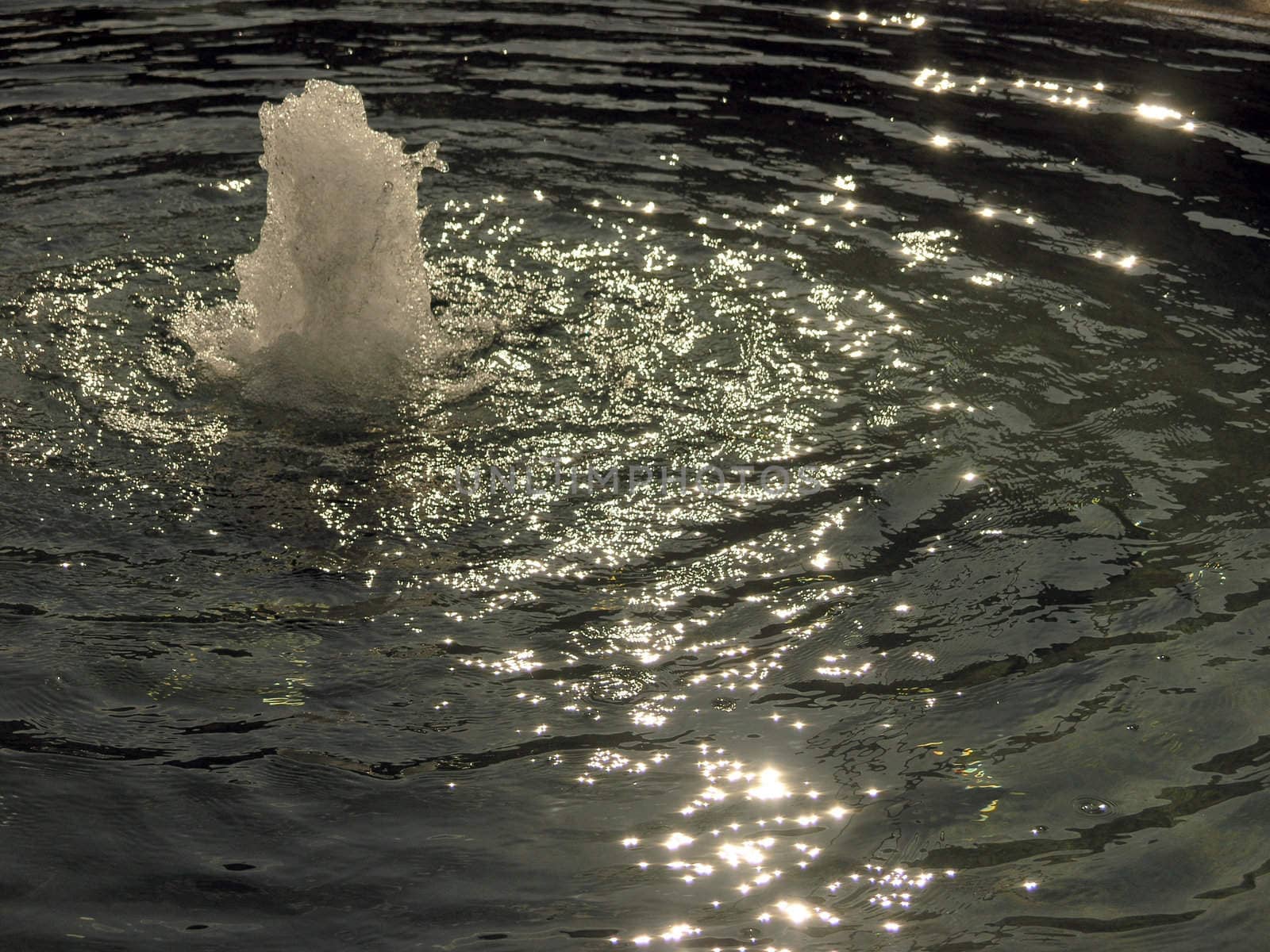 Water fountain with water steam
