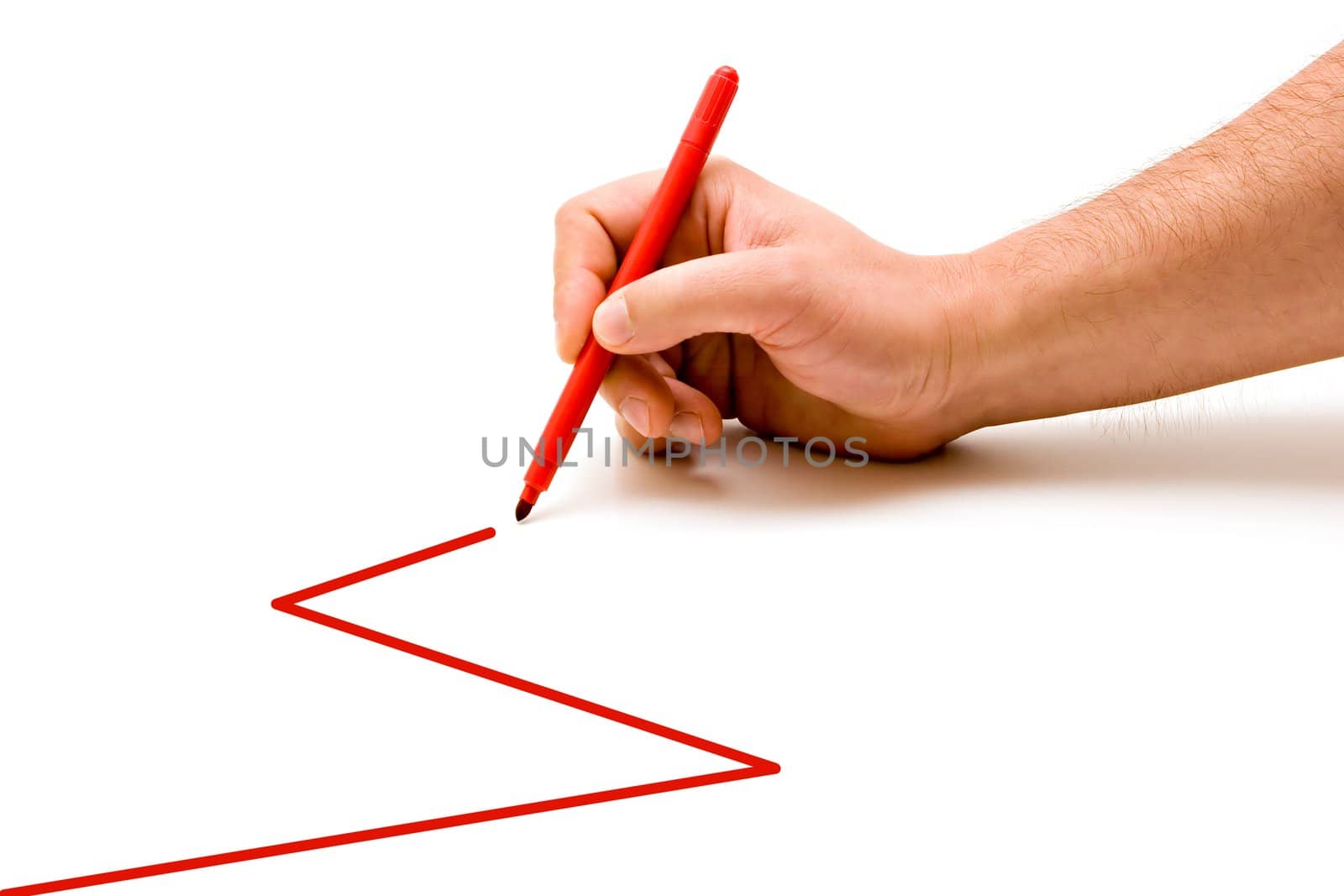 Drawing graphic with red marker on white paper.