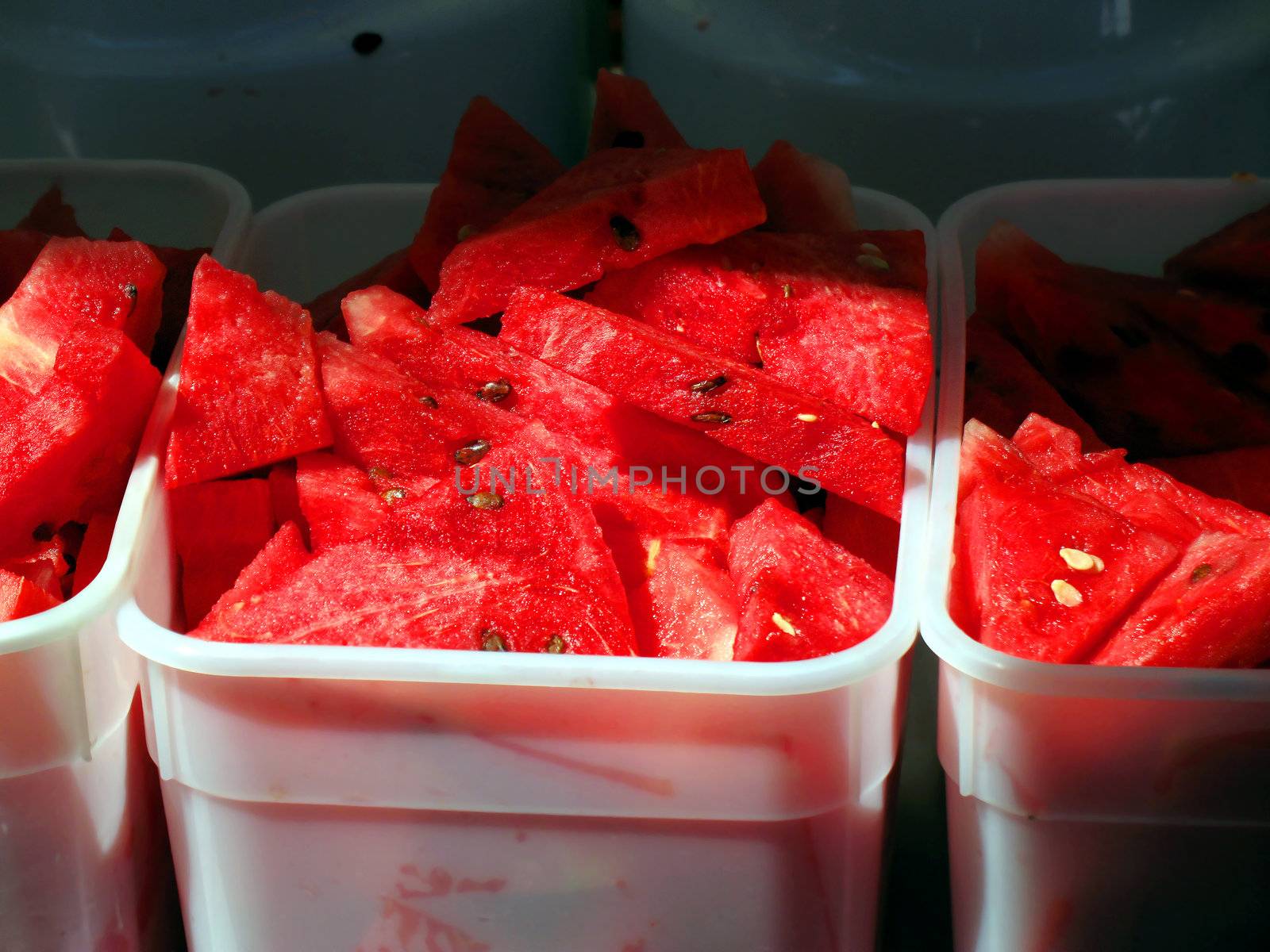 caterers tubs of watermelon. by tommroch