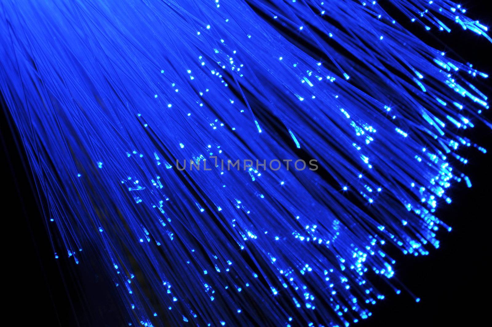 blue fiber optic on from computer network