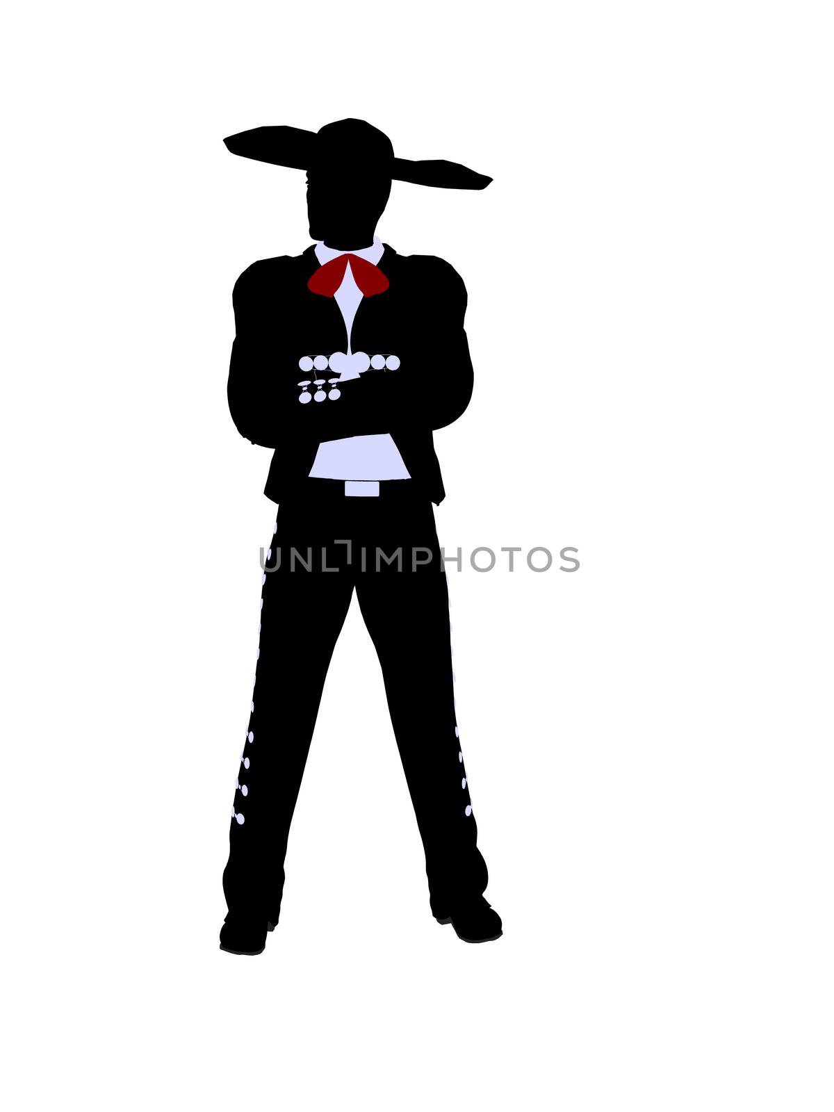 Male mariachi illustration silhouette illustration on a white background