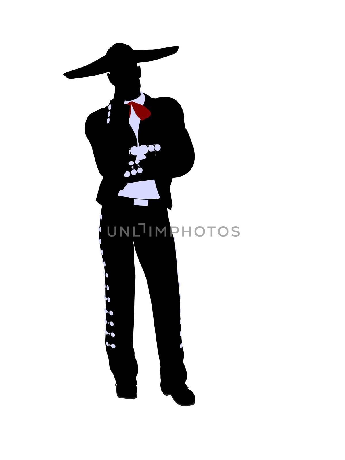 Male mariachi illustration silhouette illustration on a white background