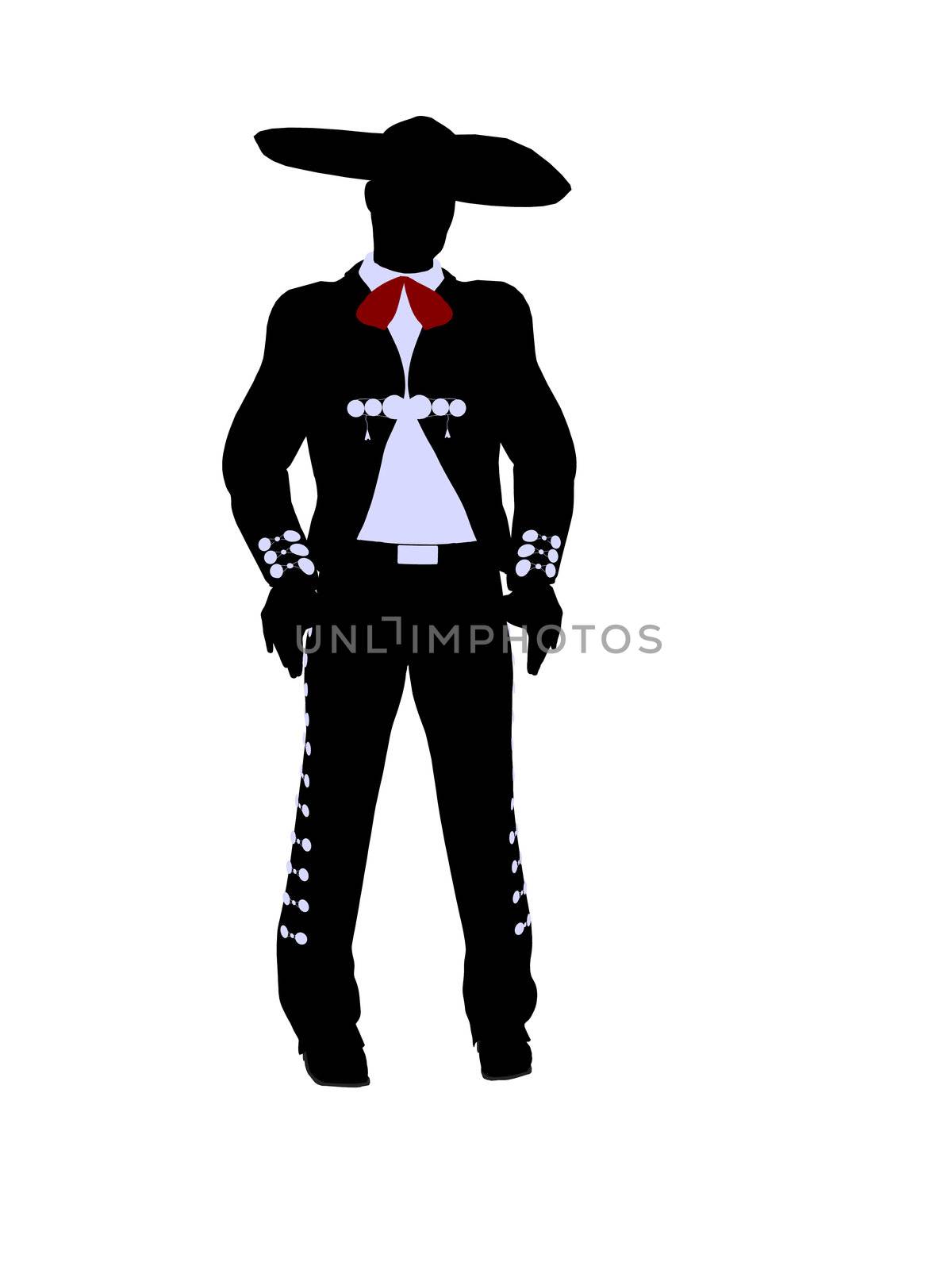 Male mariachi illustration silhouette illustration on a white background