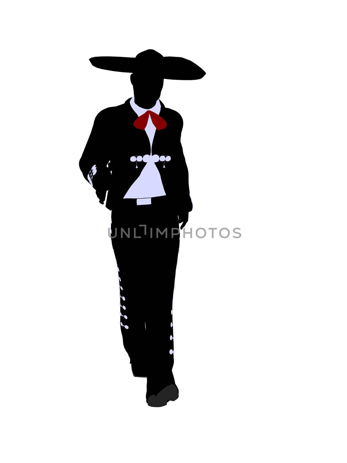 Male mariachi illustration silhouette illustration on a white background