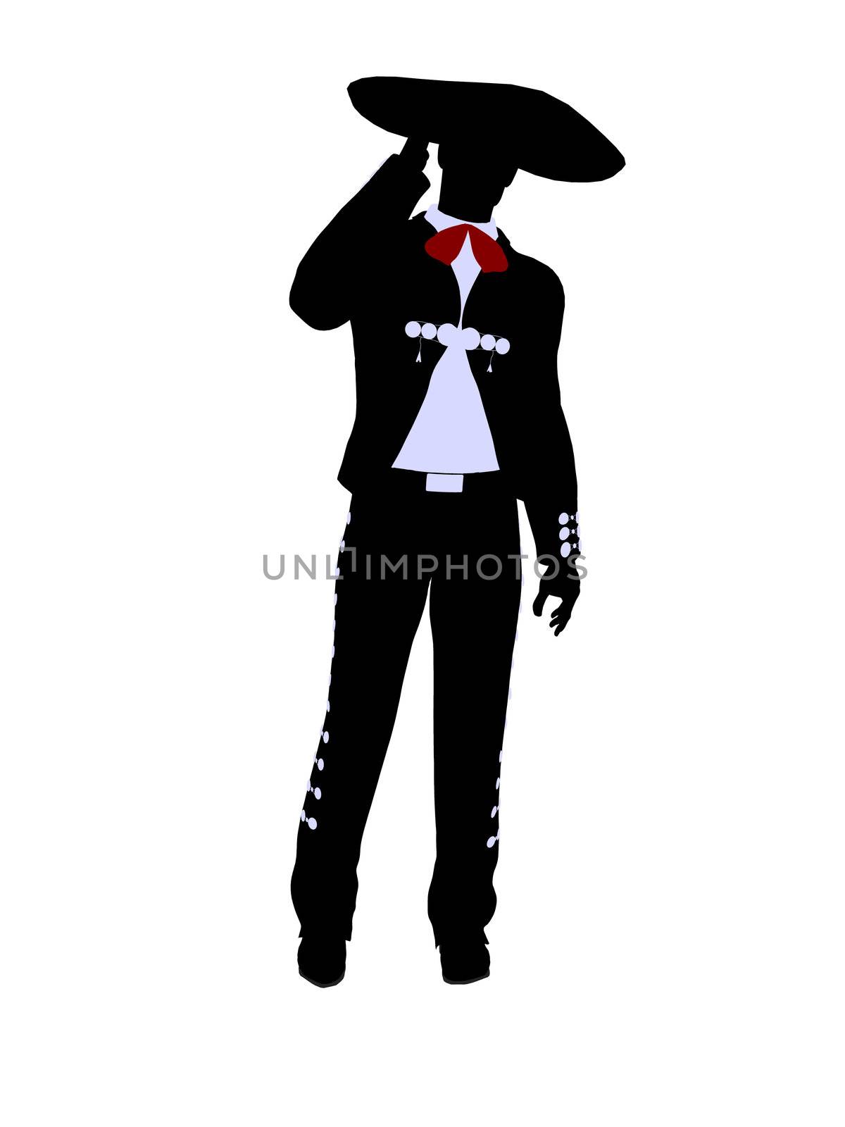Male mariachi illustration silhouette illustration on a white background