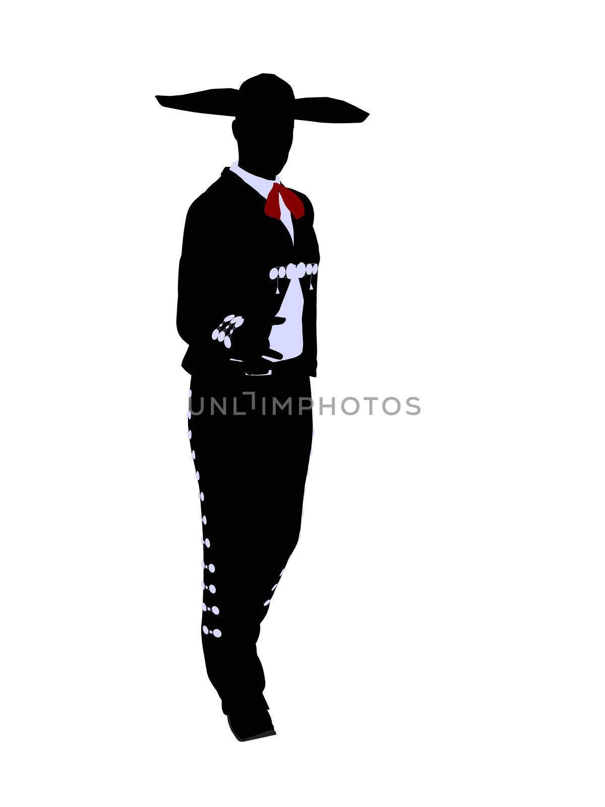 Male mariachi illustration silhouette illustration on a white background