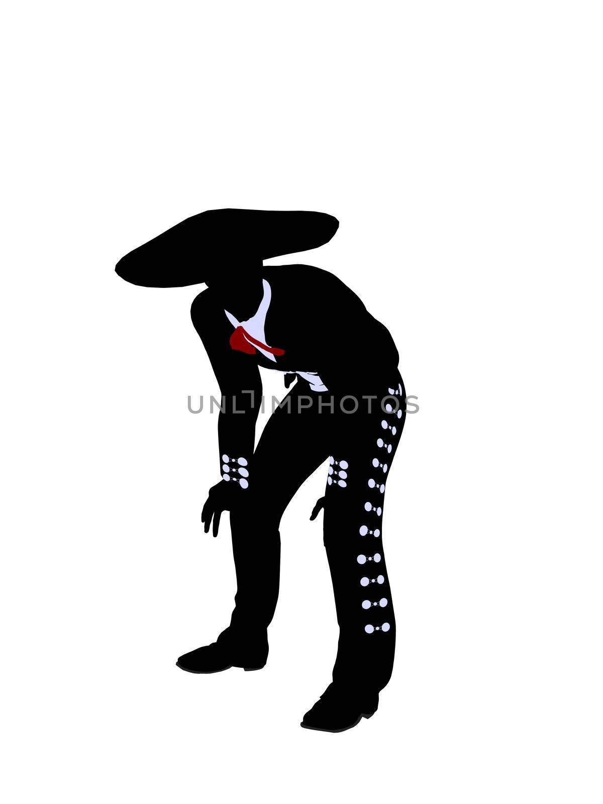 Male mariachi illustration silhouette illustration on a white background