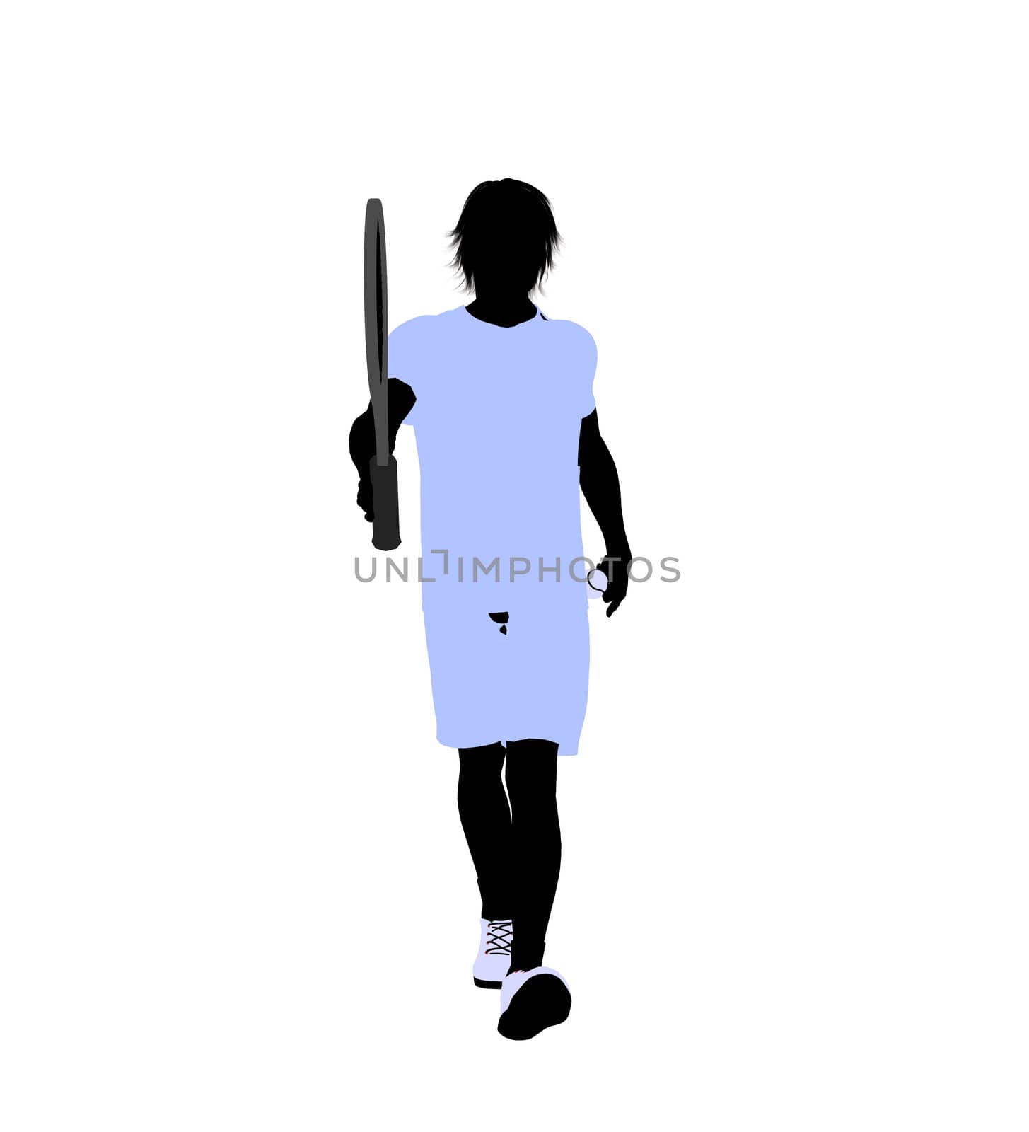 Male tennis player art illustration silhouette on a white background