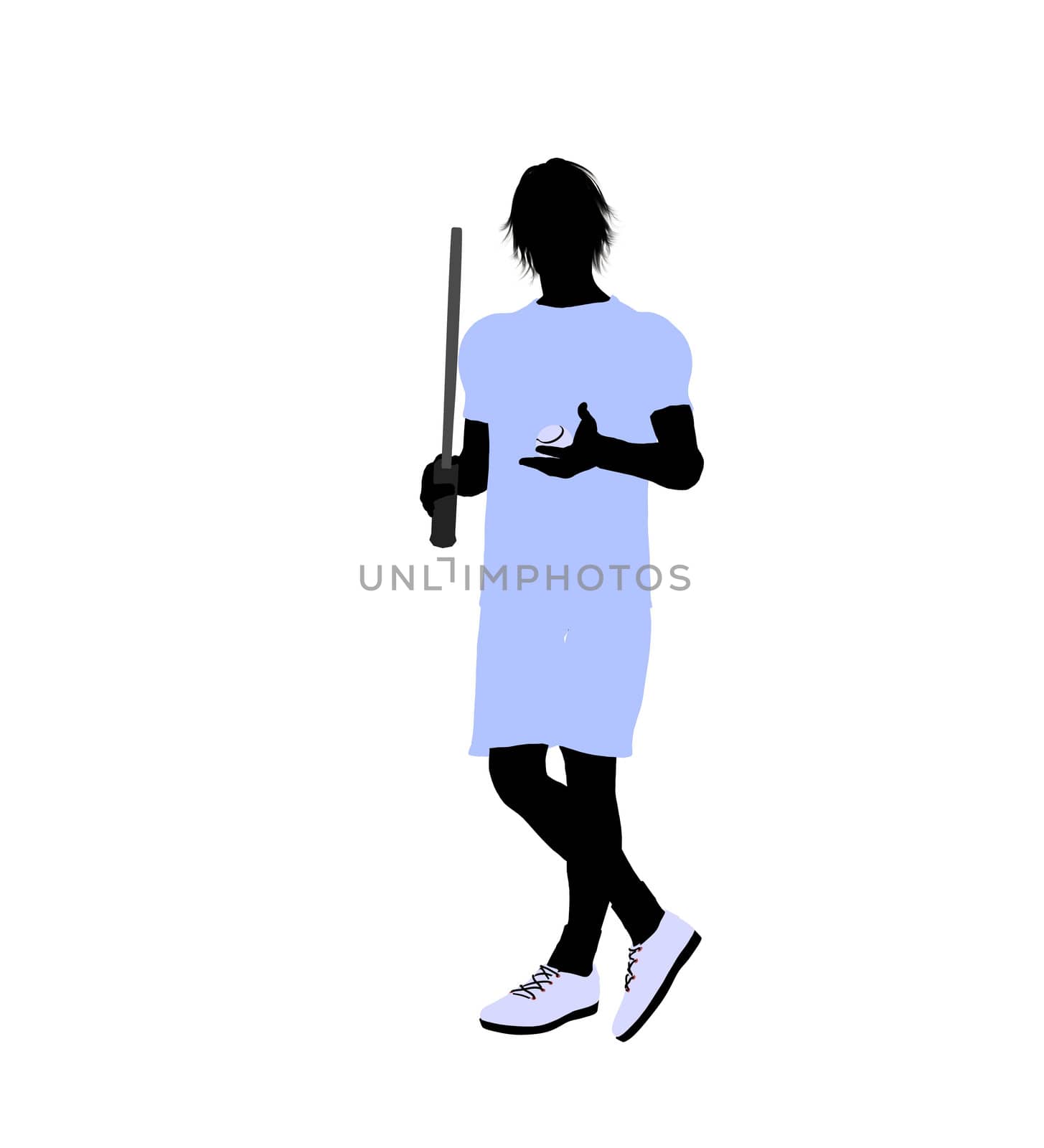 Male tennis player art illustration silhouette on a white background
