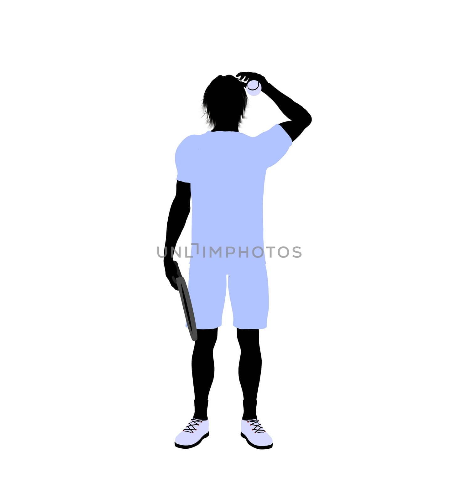 Male tennis player art illustration silhouette on a white background